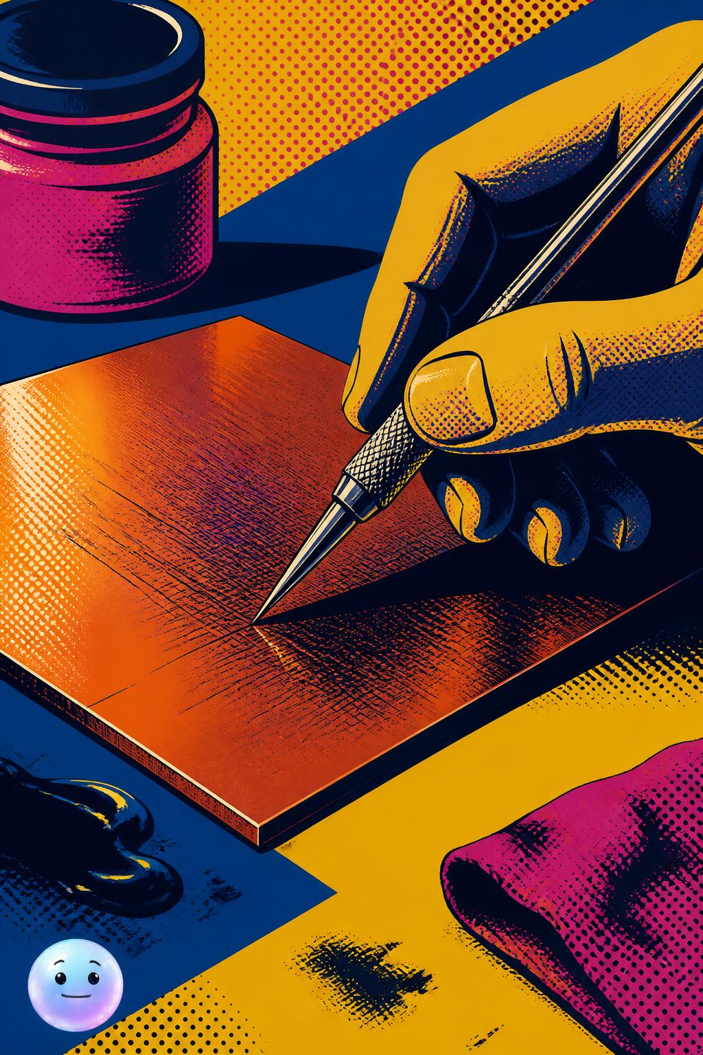 The steel needle of the drypoint master