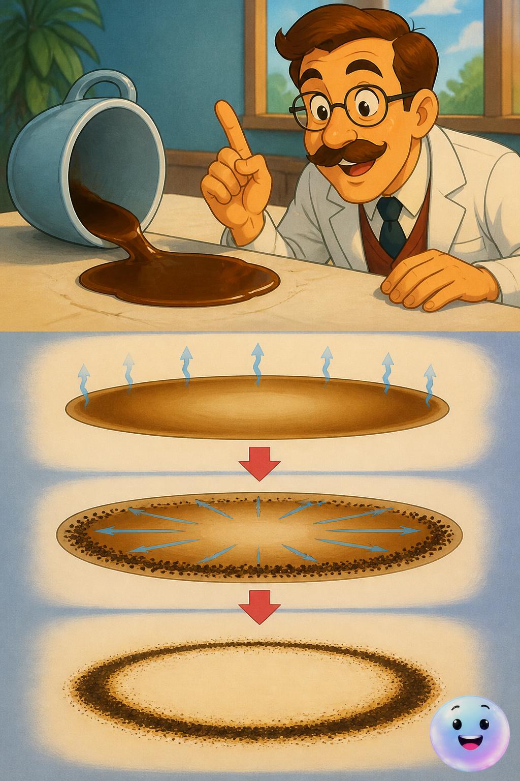 Why coffee spills in a very specific ring pattern