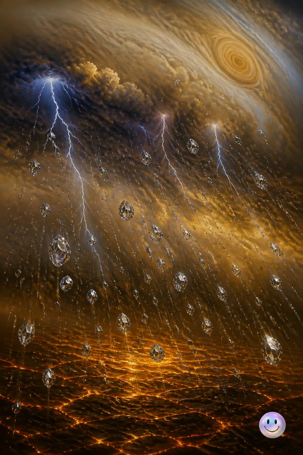 Sky high showers of solid diamond