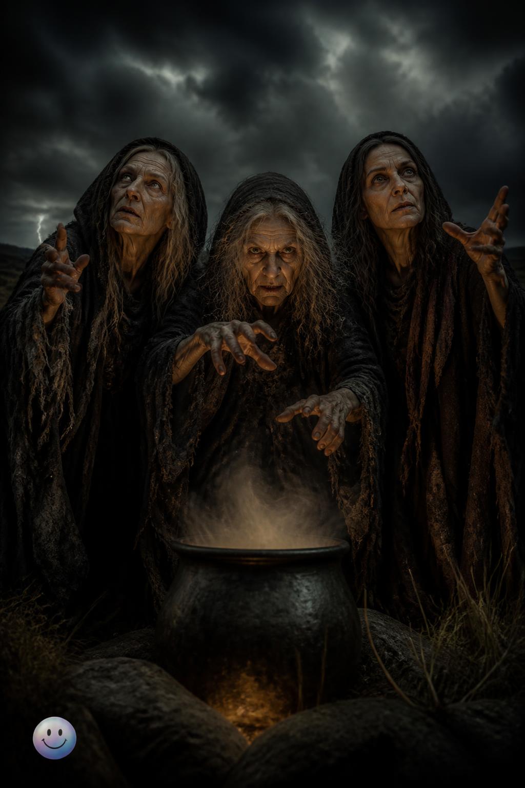 The three weird sisters of Macbeth