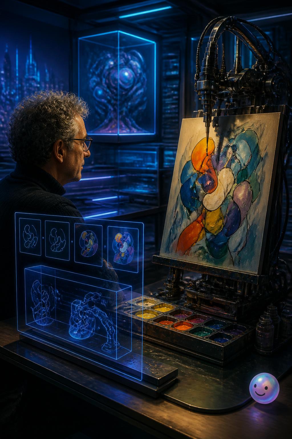 Harold Cohen and the painting robot named AARON