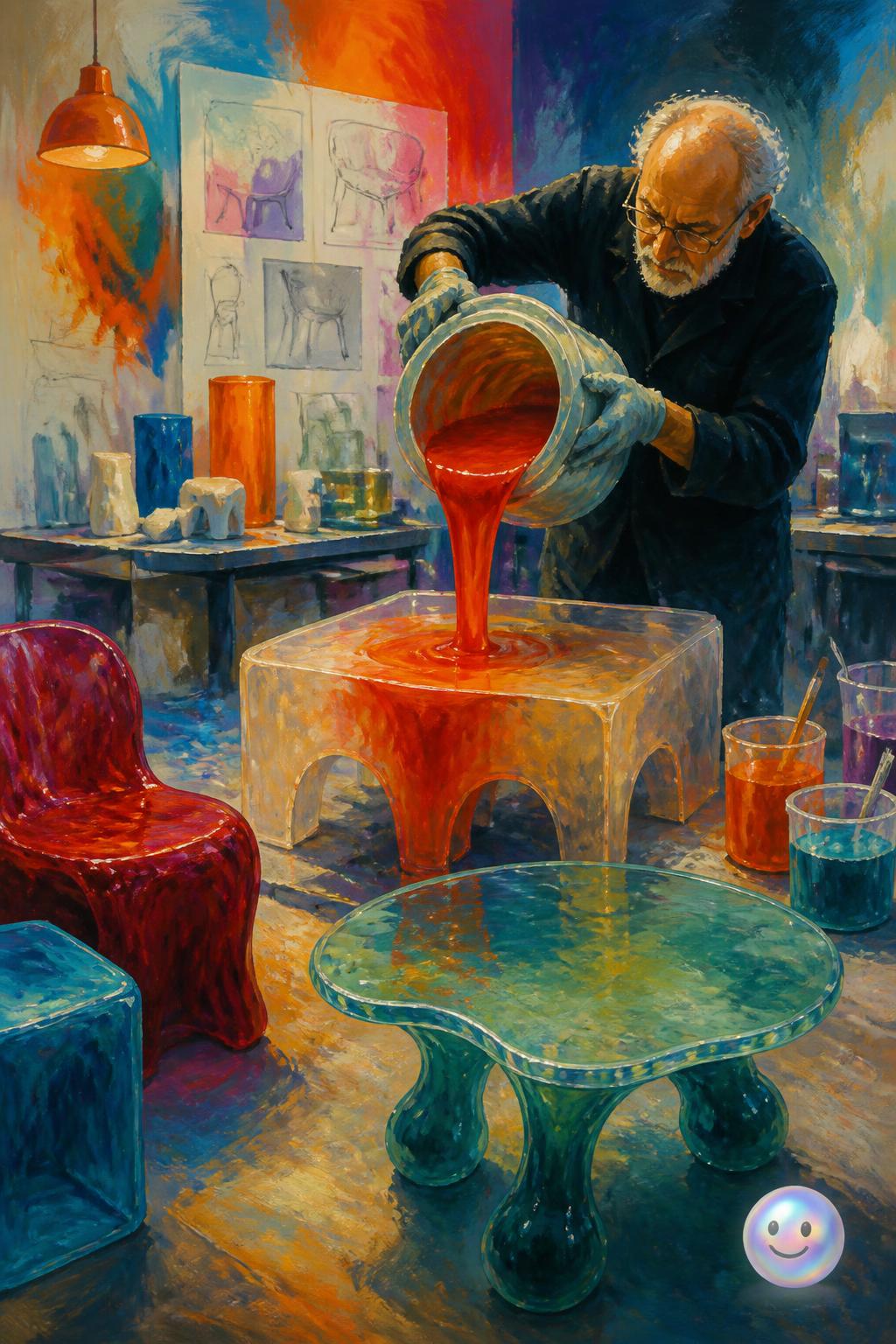 Playing with liquid plastic and resins