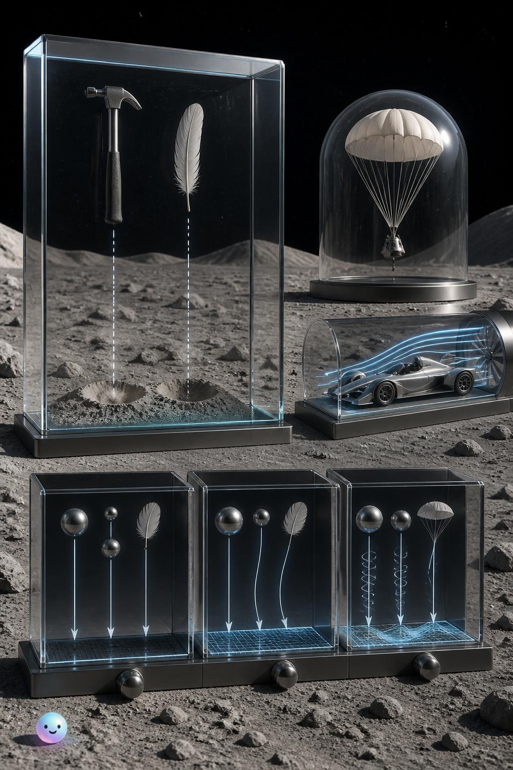 A hammer and a feather on the Moon