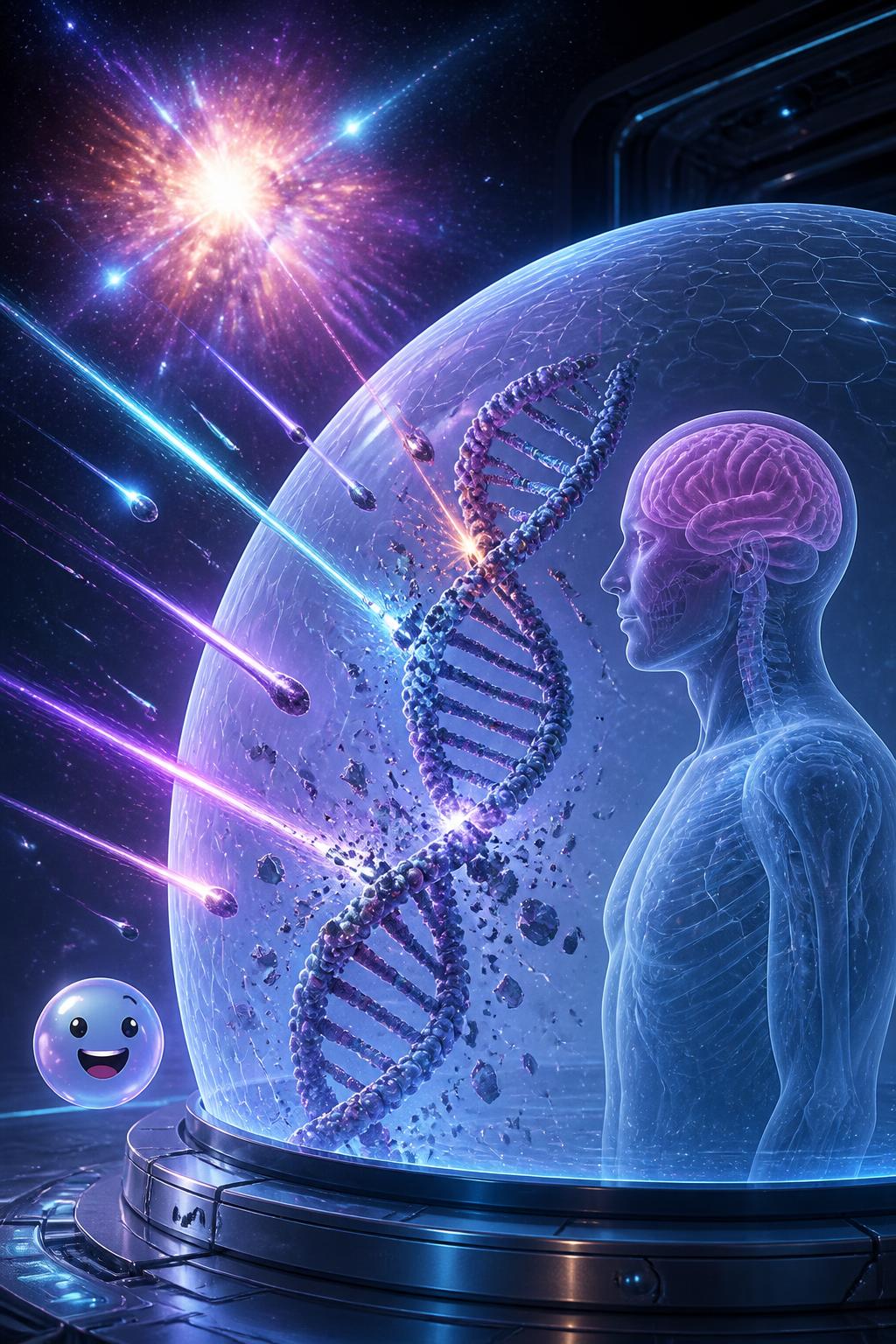 宇宙放射線がDNAを引き裂く
