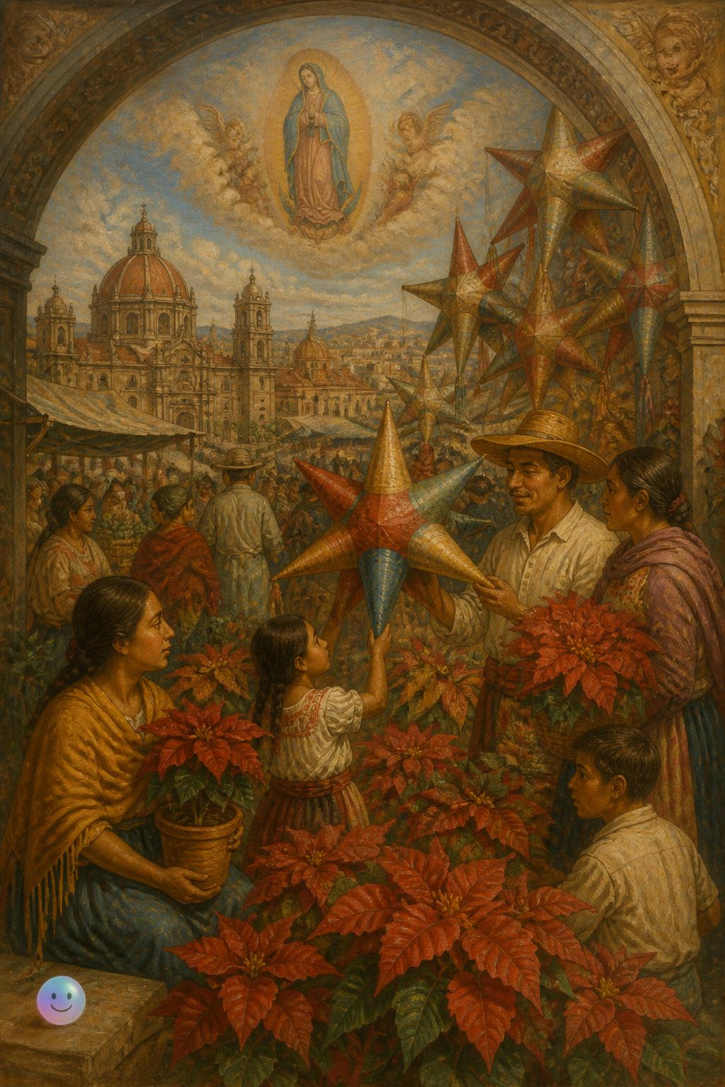 Christmas stars and sweet poinsettias
