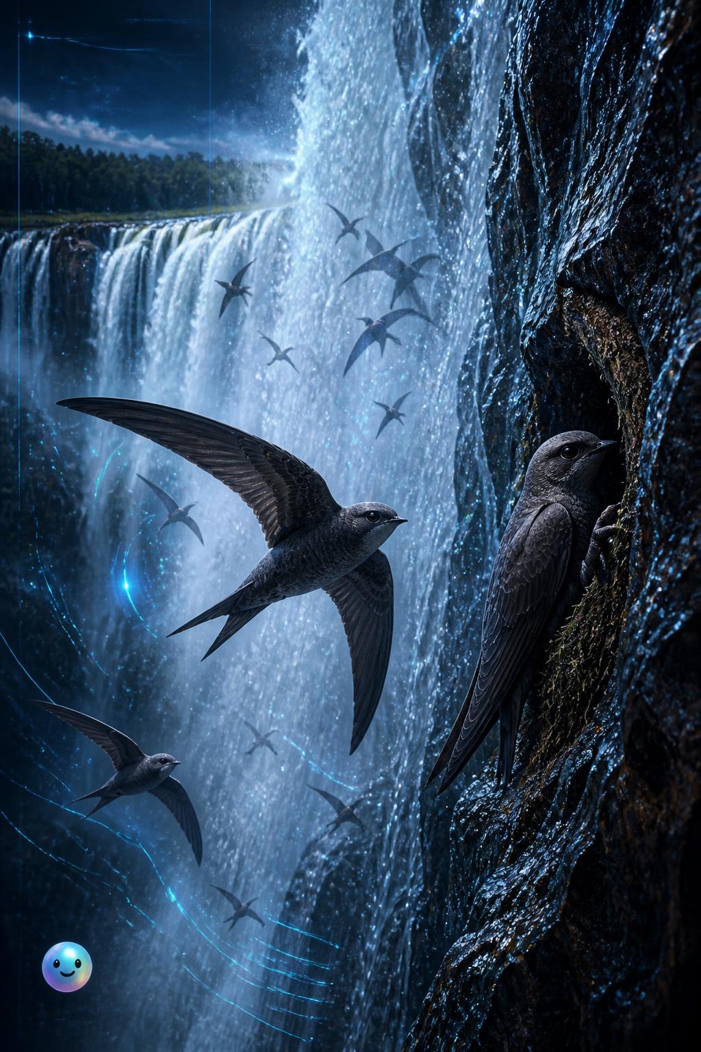 El vuelo de los vencejos de cascada