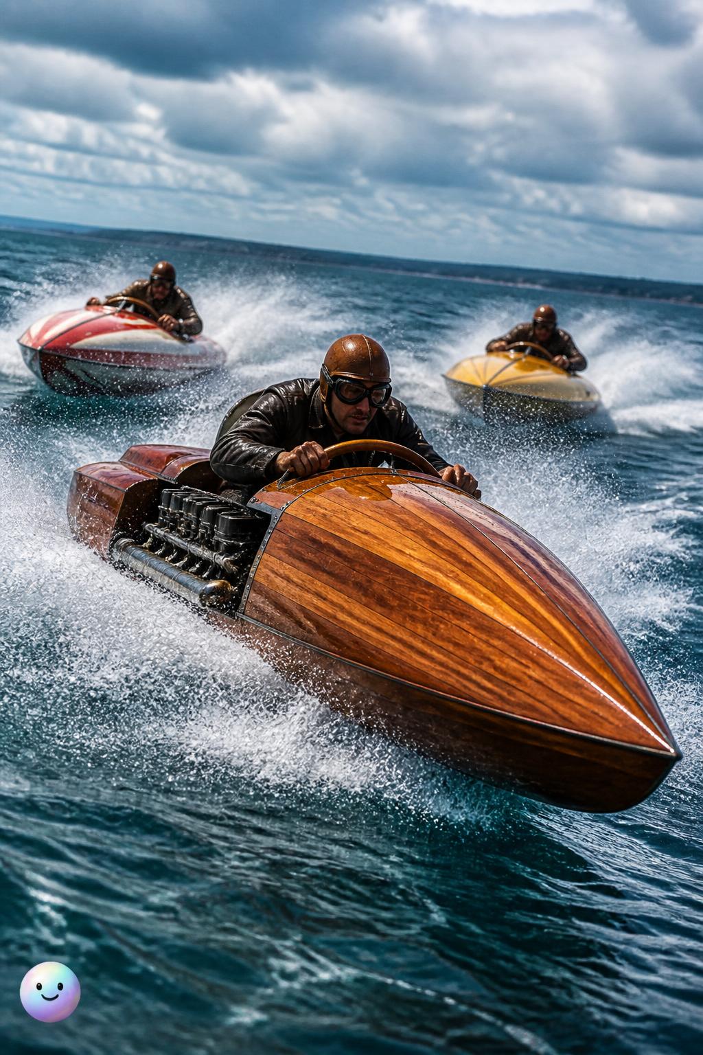 Speedboats racing on the open water