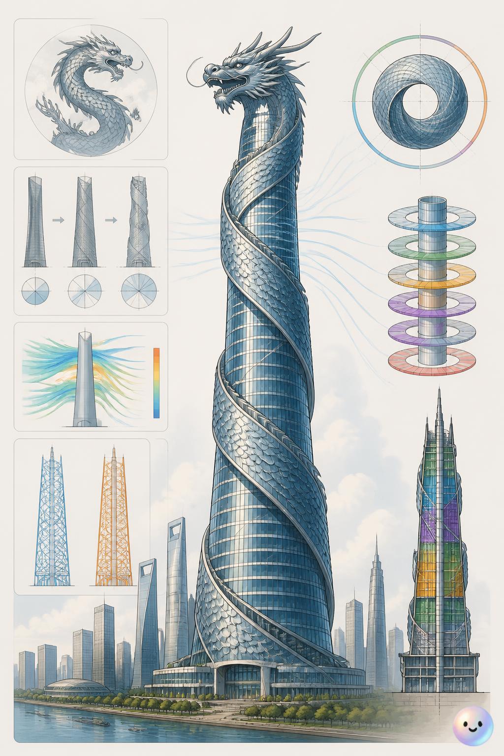 Shanghai Tower as a twisting dragon
