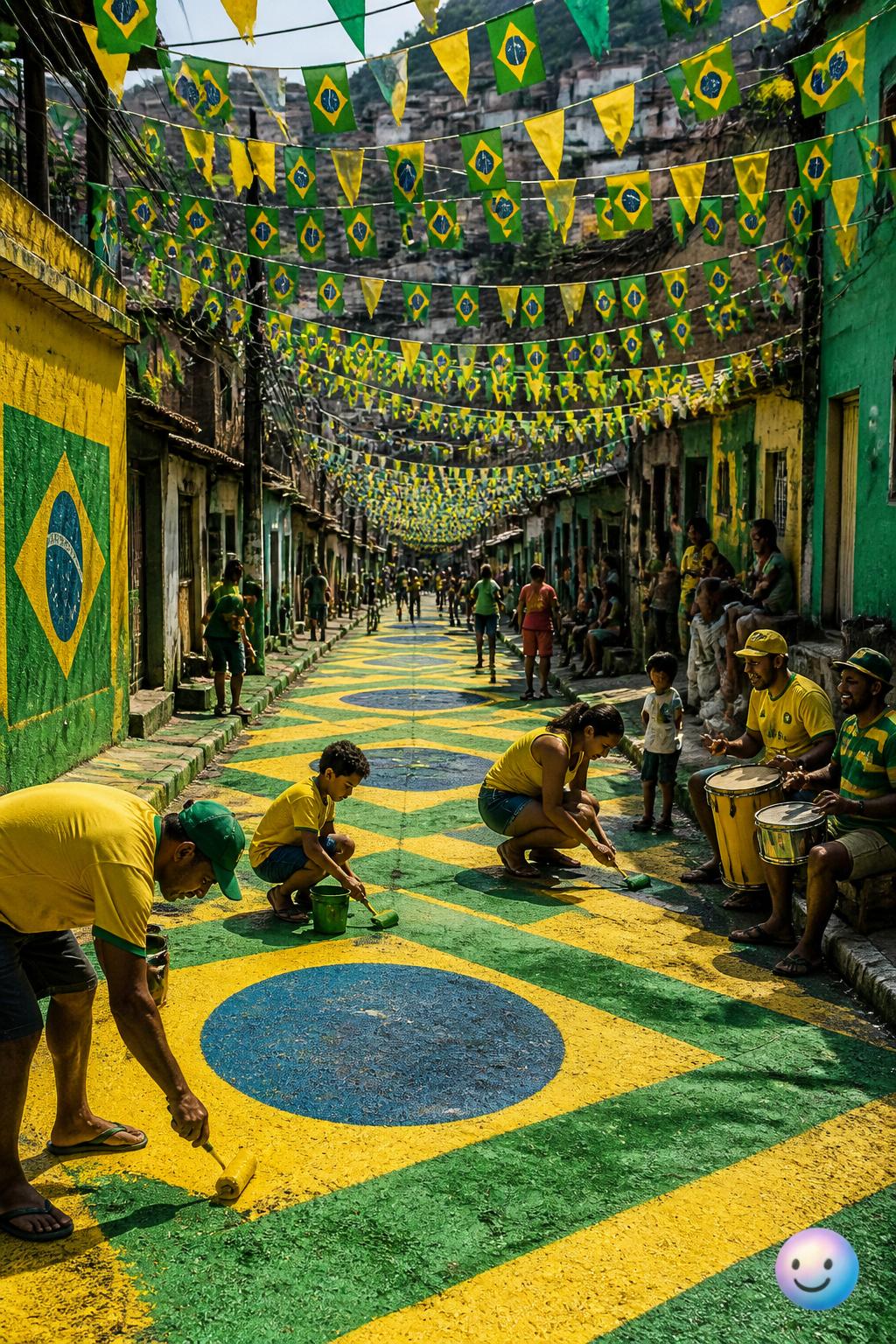 Las calles pintadas de verde y amarillo