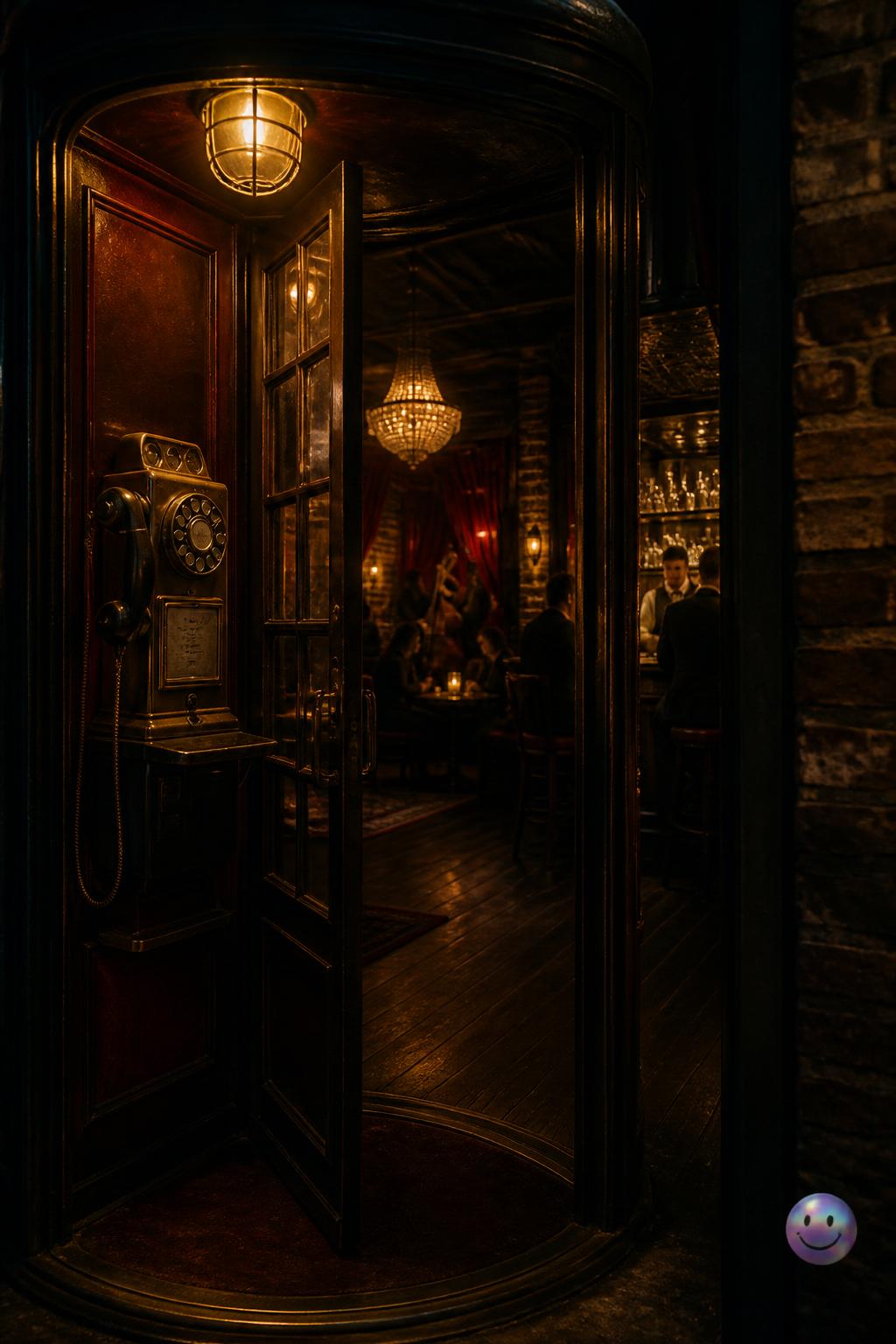 The phone booth entrance