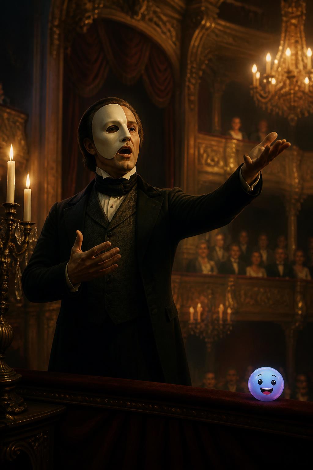 The phantom of the opera sings in English