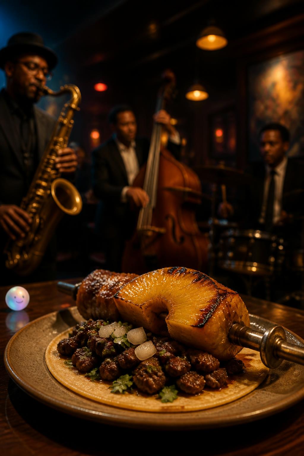 Chicago jazz clubs meet the neon pineapple slice