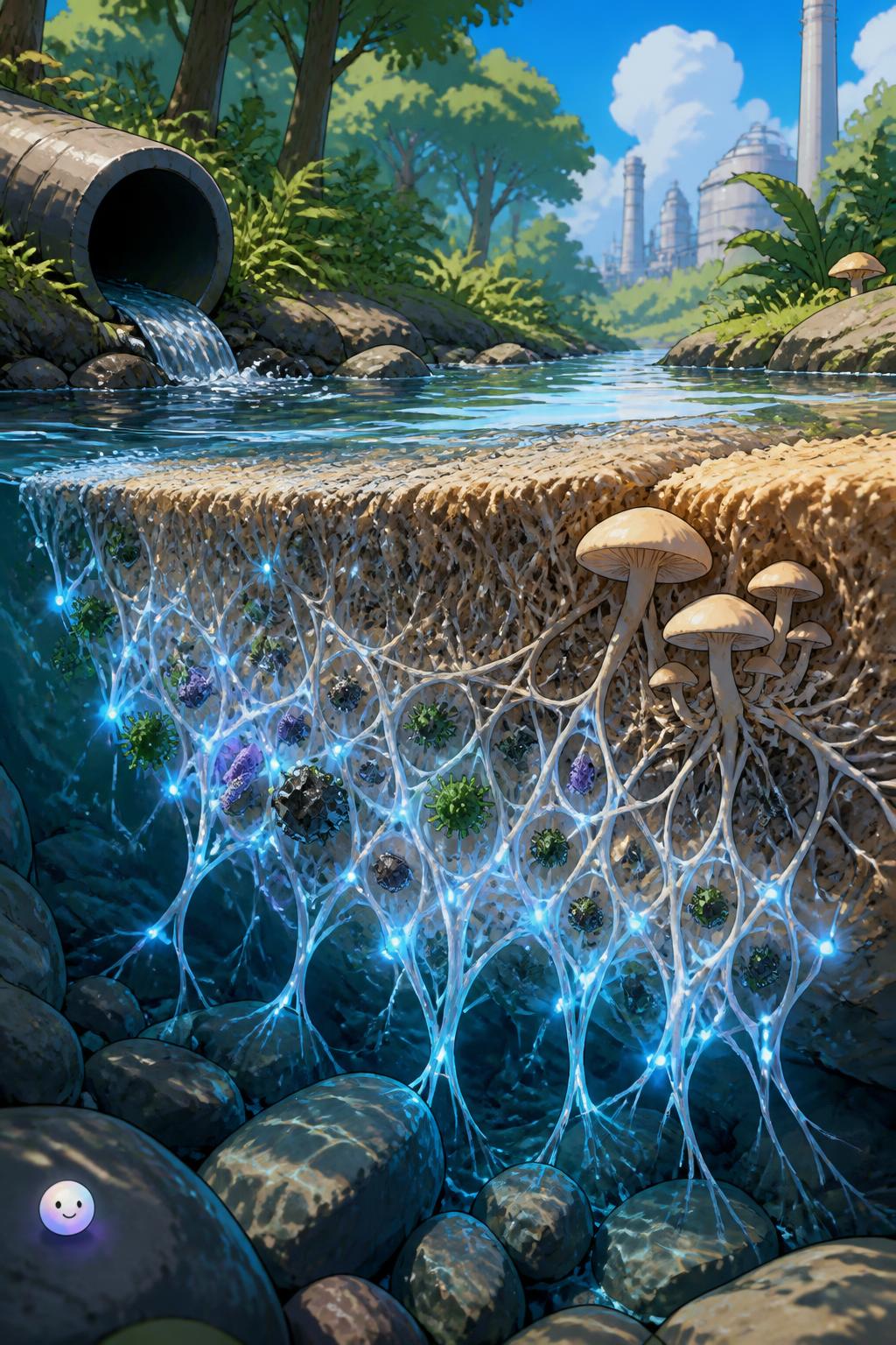 Filtering water with fungal mats