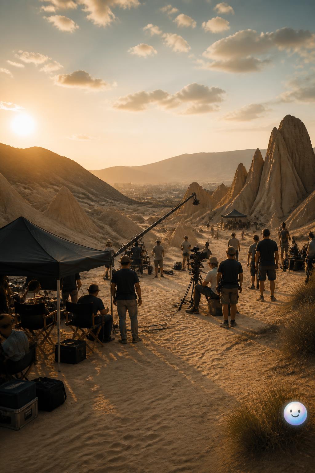 Un set de cine bajo el sol