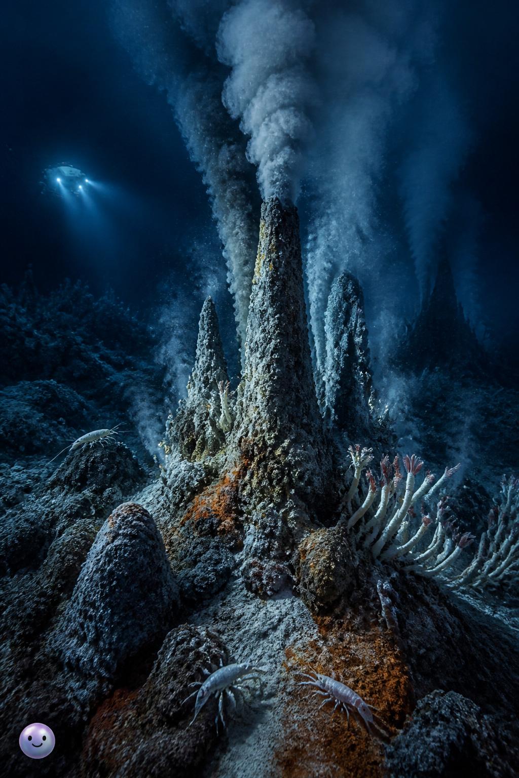 Hydrothermal vents on the ocean floor