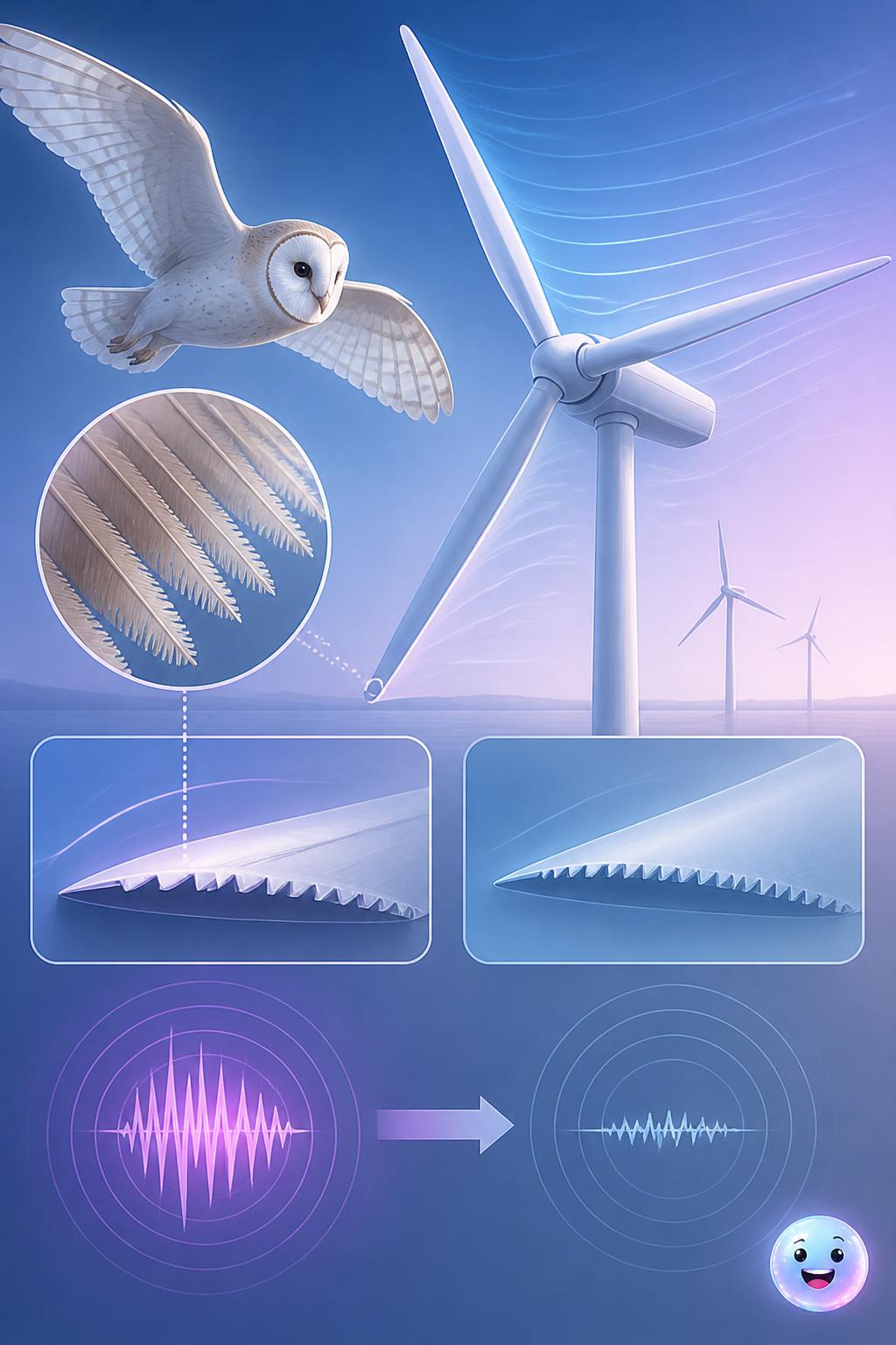Owl feathers and silent wind turbines