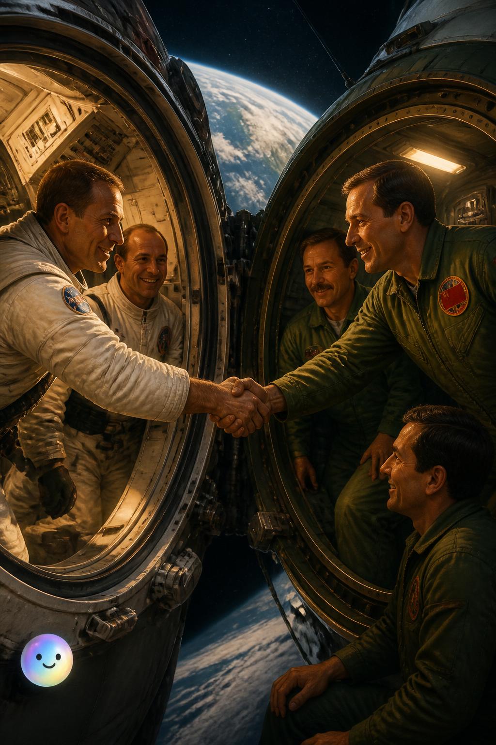 The historic handshake in orbit