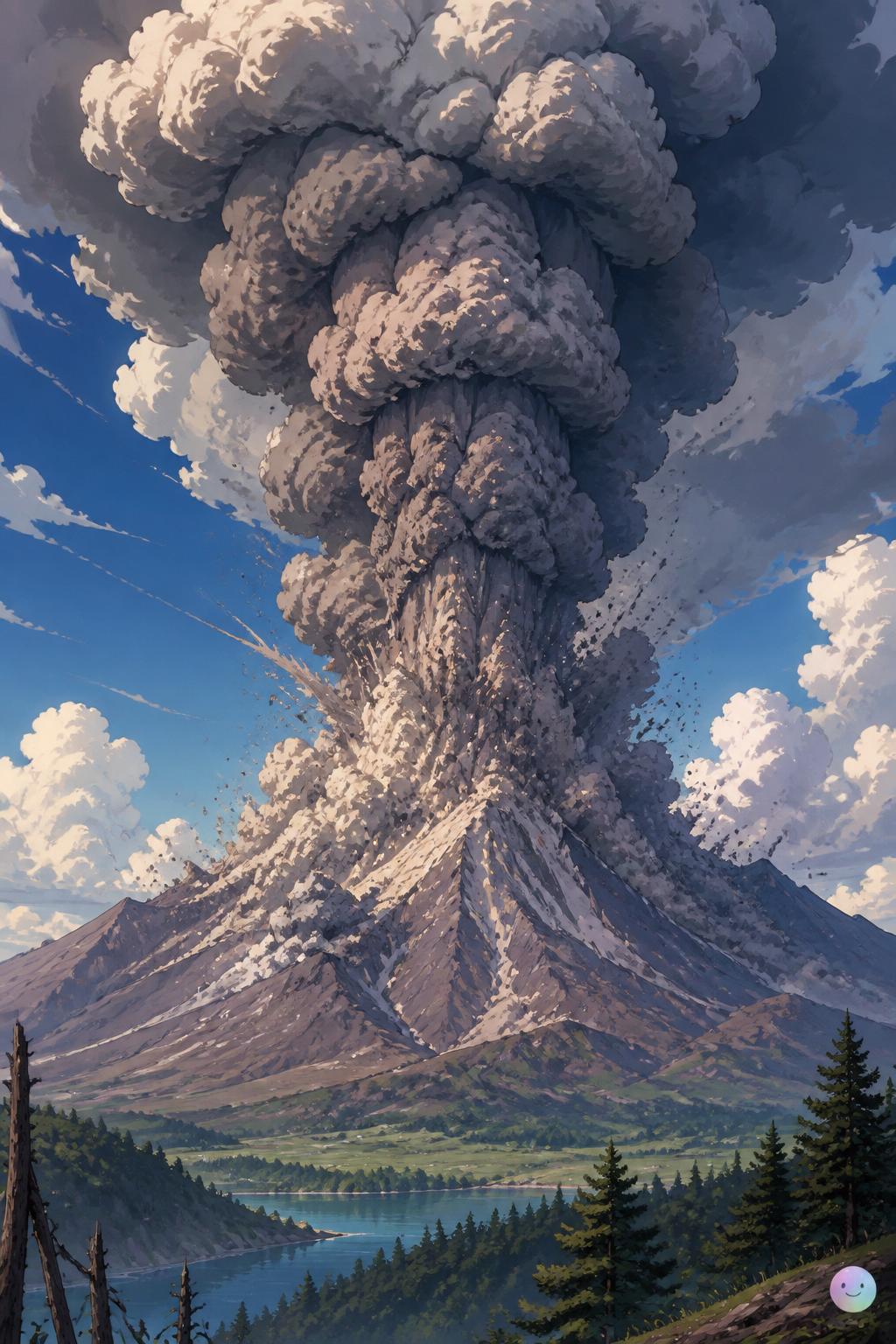 Explosive blasts of gray ash