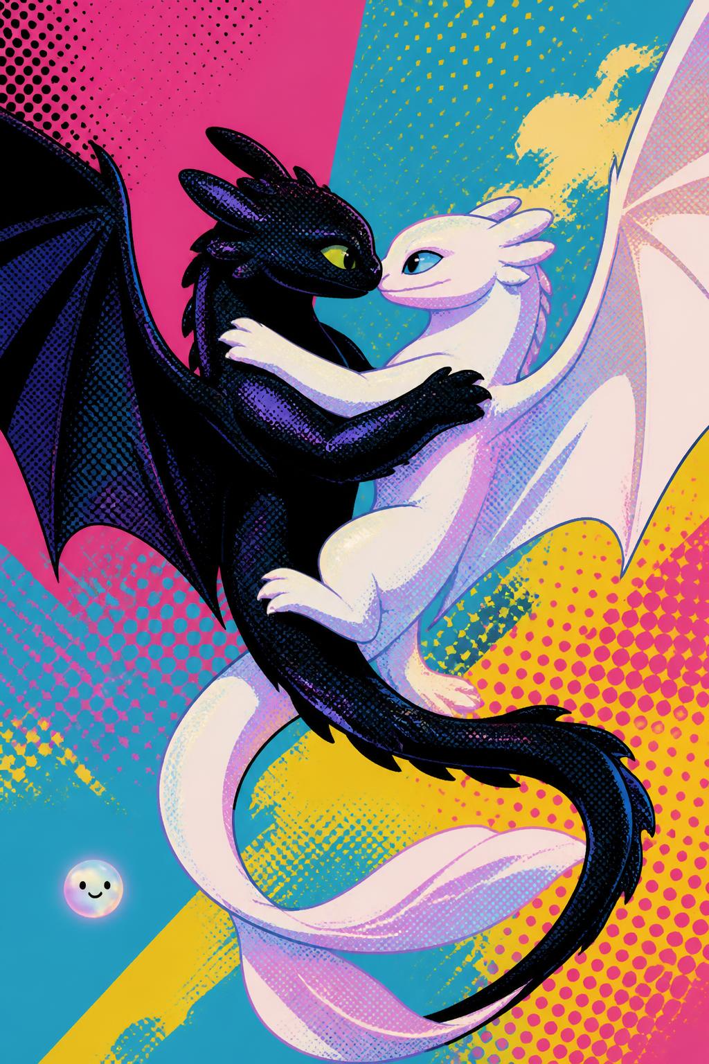 Toothless and the Light Fury's courtship dance