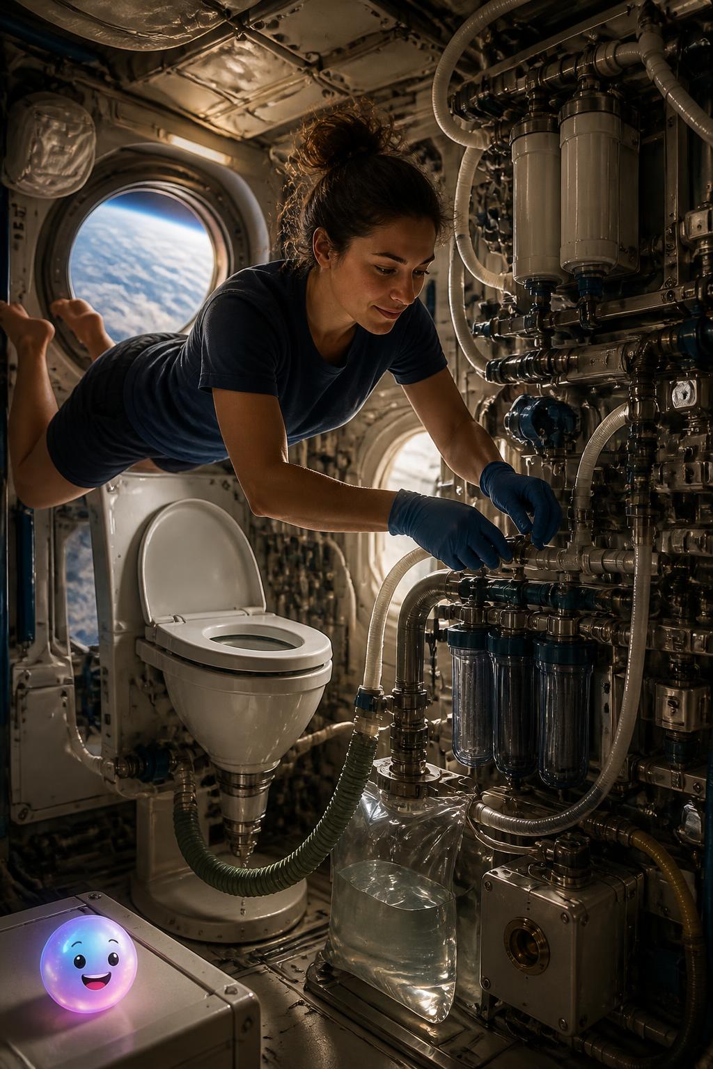 Plomería espacial en gravedad cero en la ISS