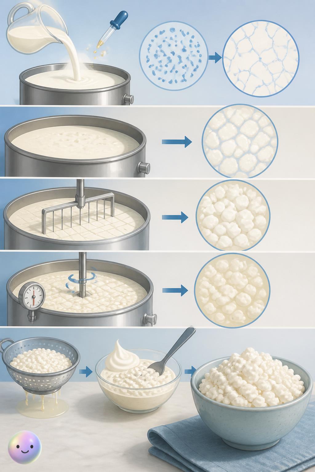 Cómo se forman los grumos característicos del queso