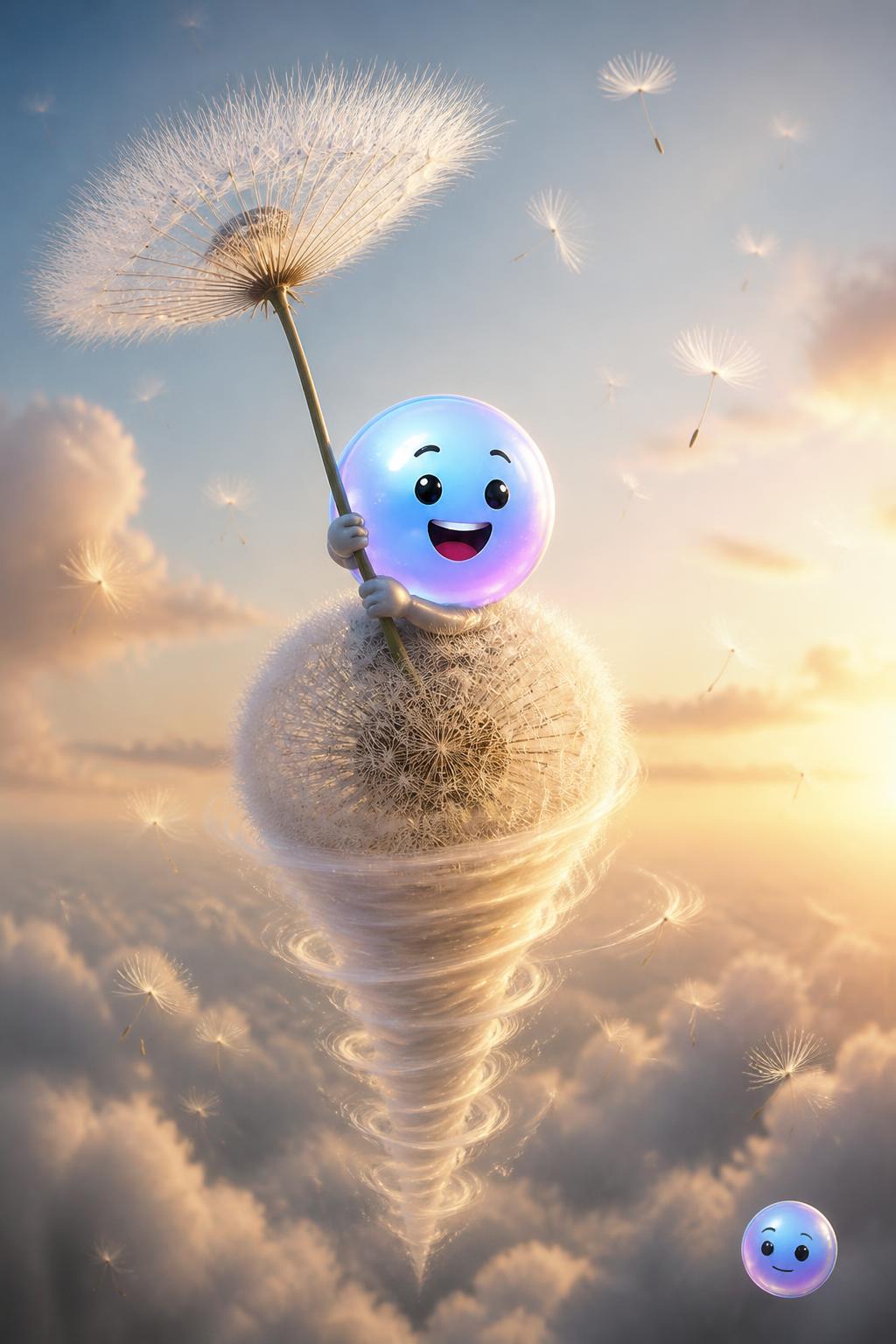 Riding a tiny tornado in the sky