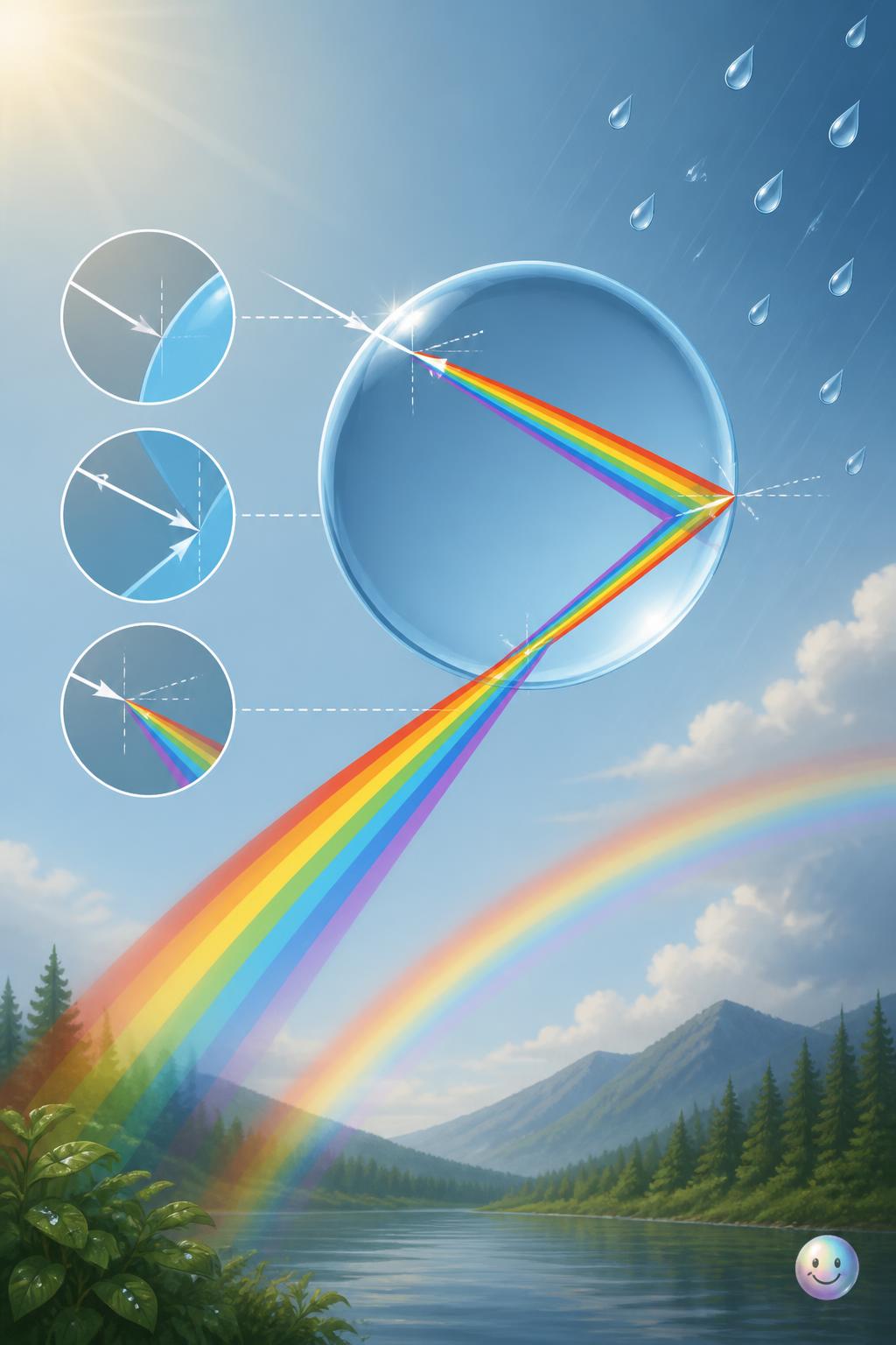 Water drops acting as tiny prisms