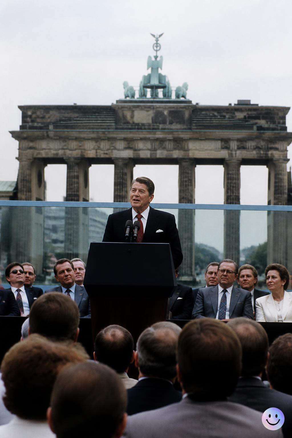 Demanding the fall of the Berlin Wall