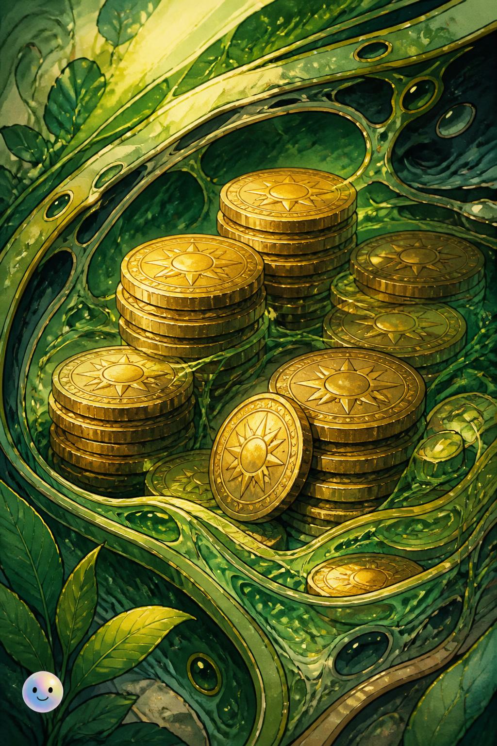 Los tilacoides: Pilas de monedas doradas