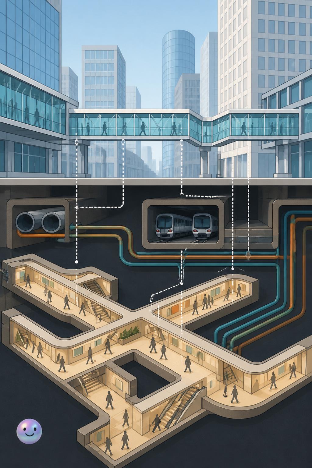 How skywalks connect the underground paths