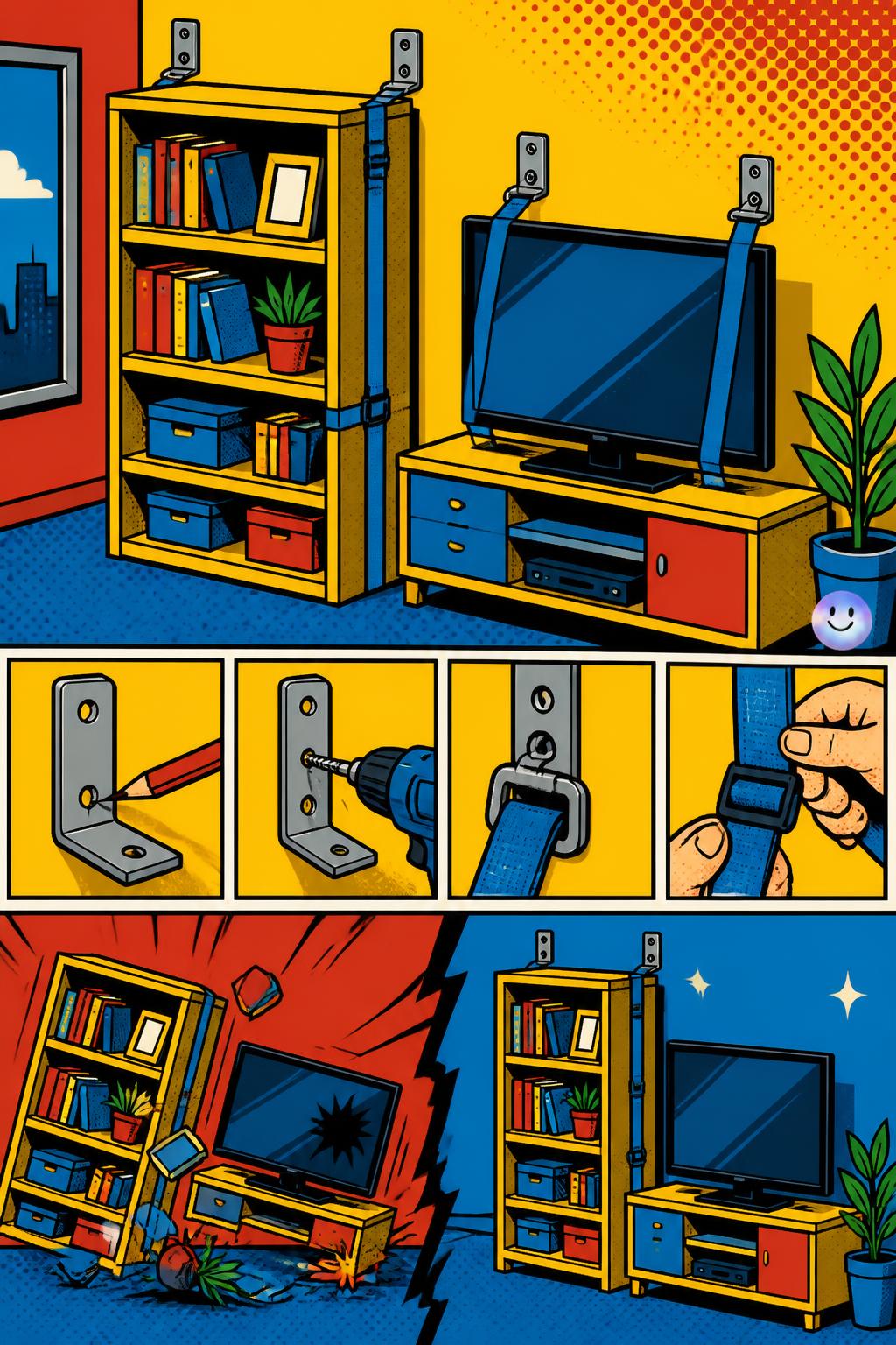 Cómo asegurar los muebles pesados