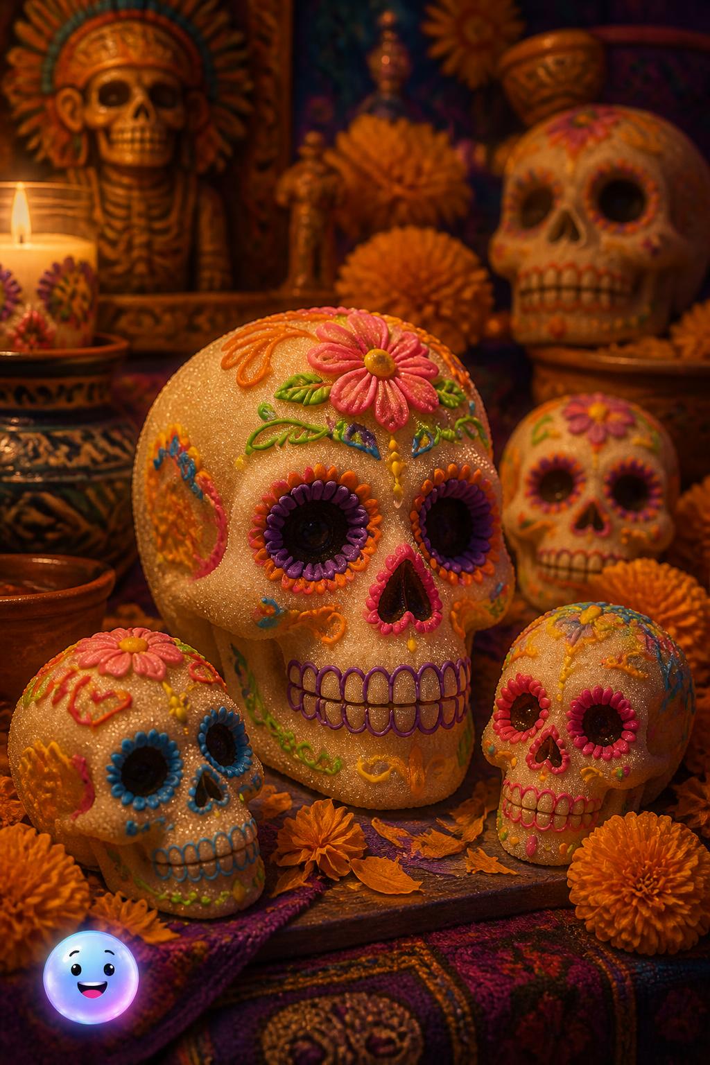 Skulls made of sweet sugar