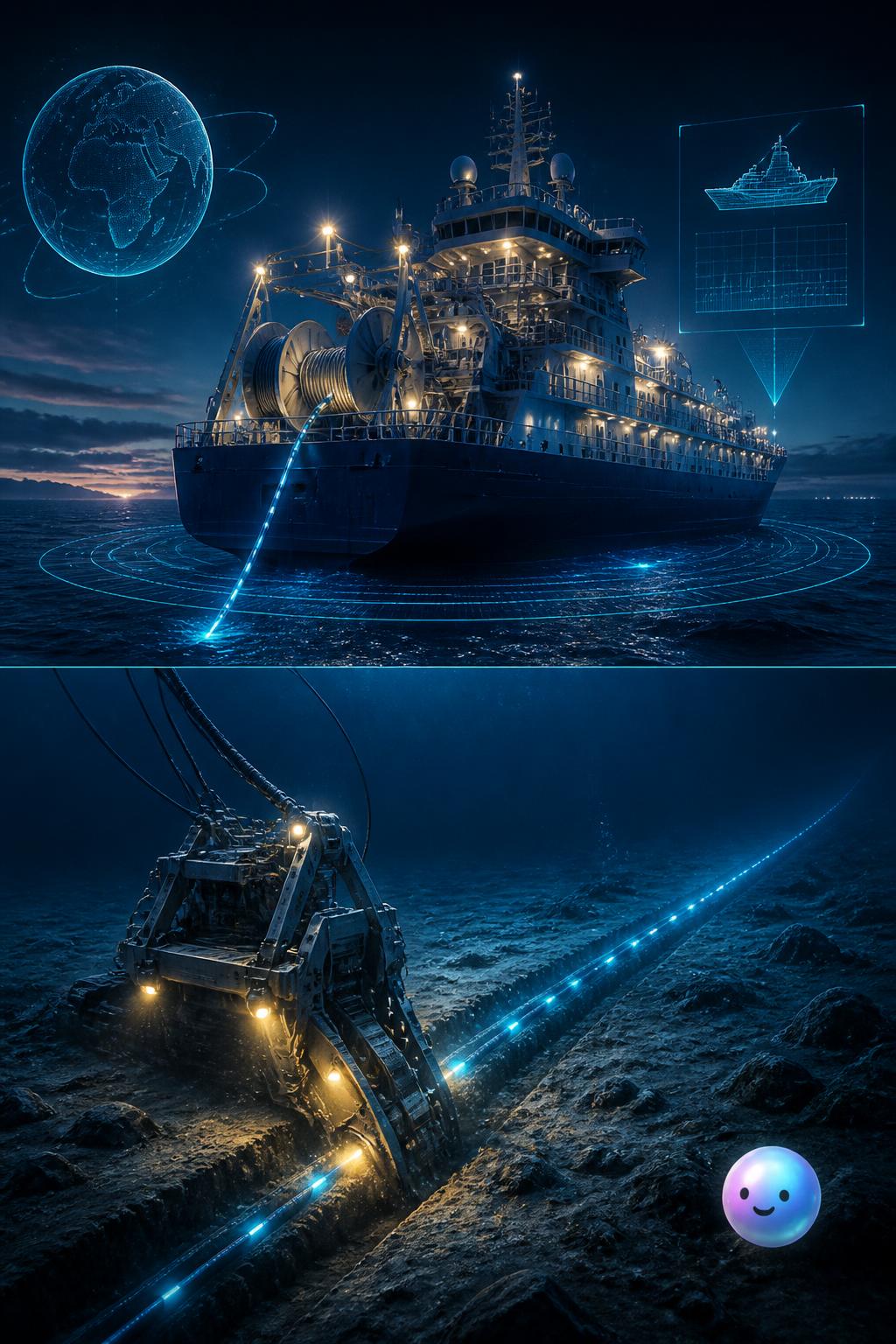 The specialized ships laying cables