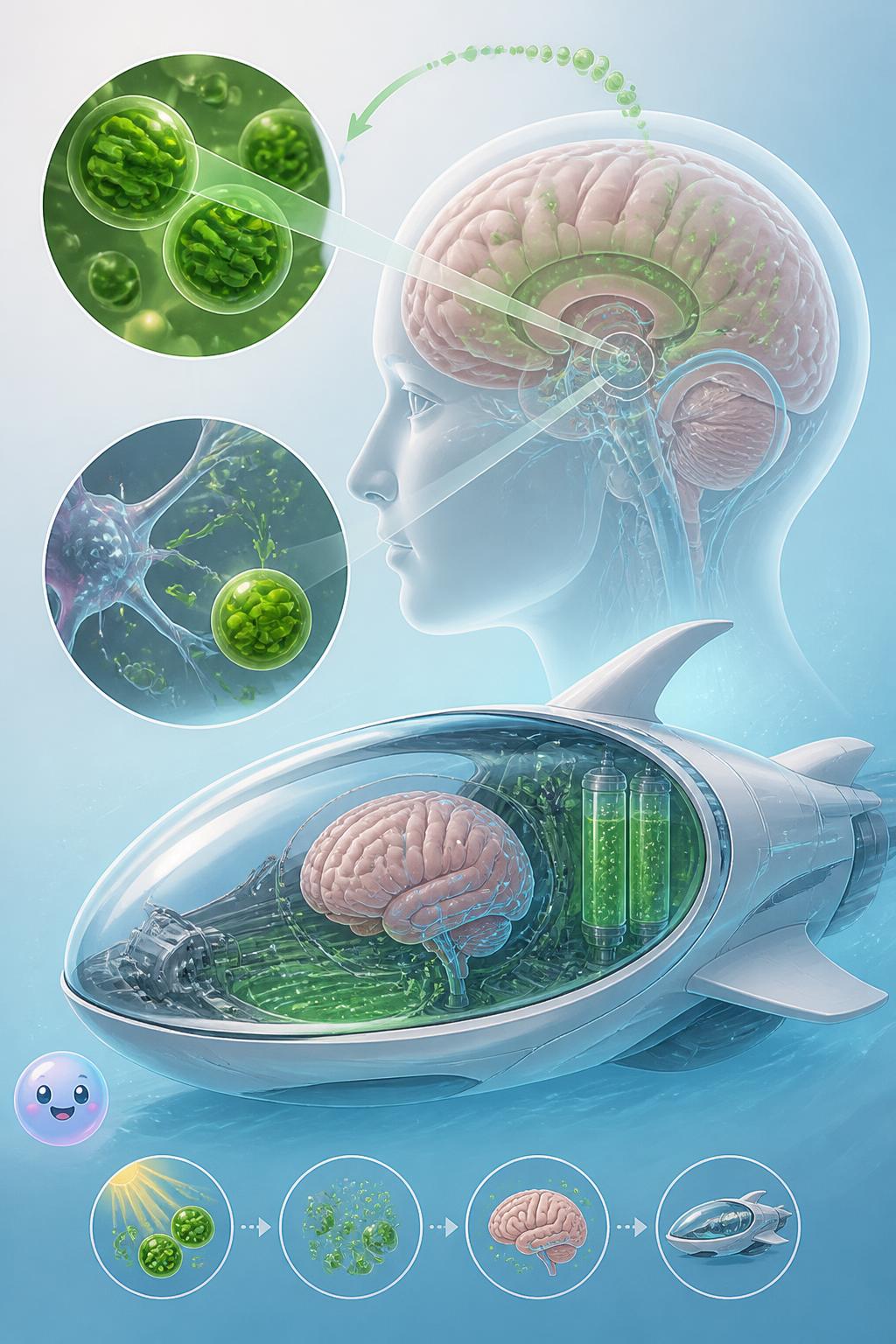 Algae-powered oxygen systems for animal brains
