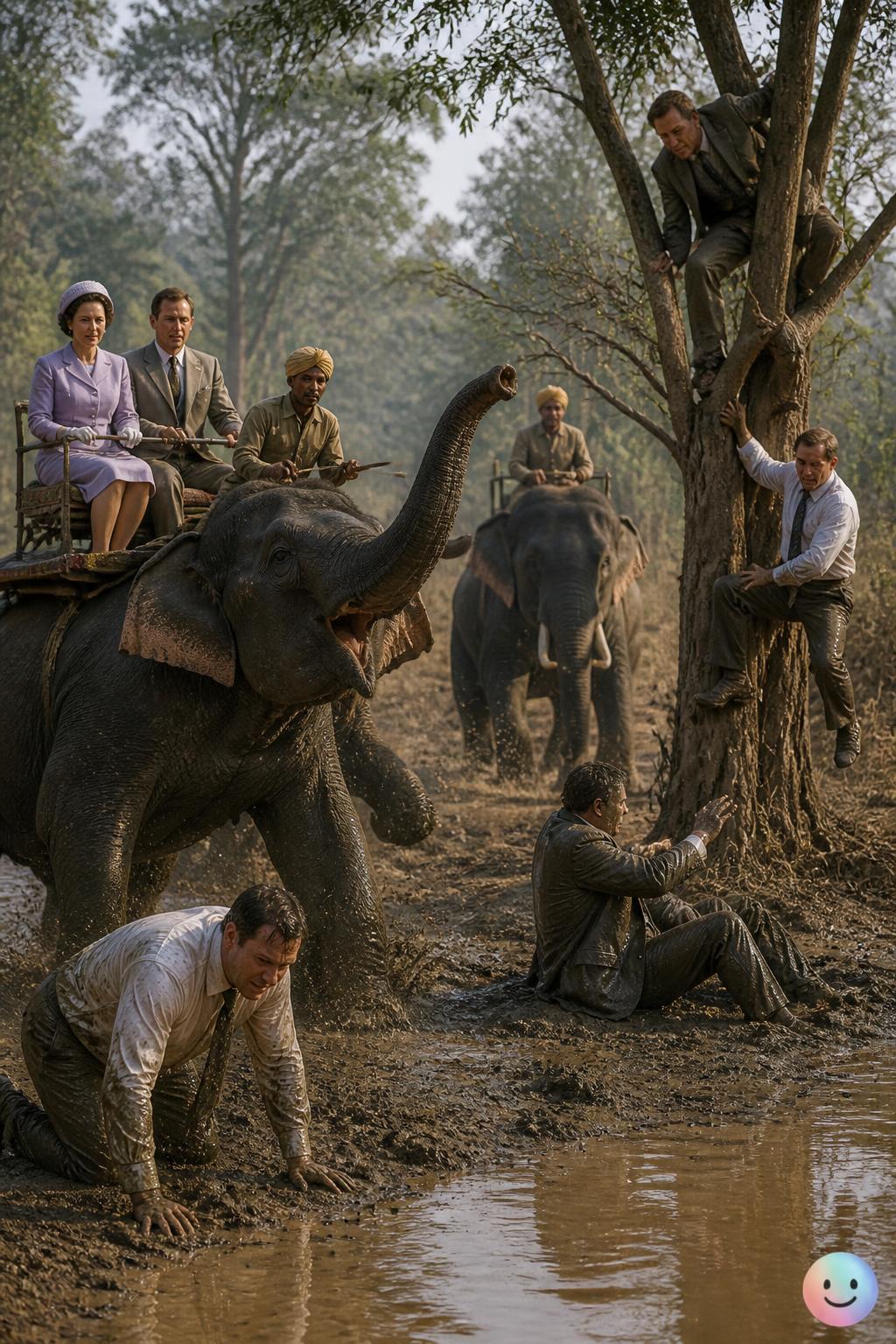 El caótico safari de Isabel II en Nepal