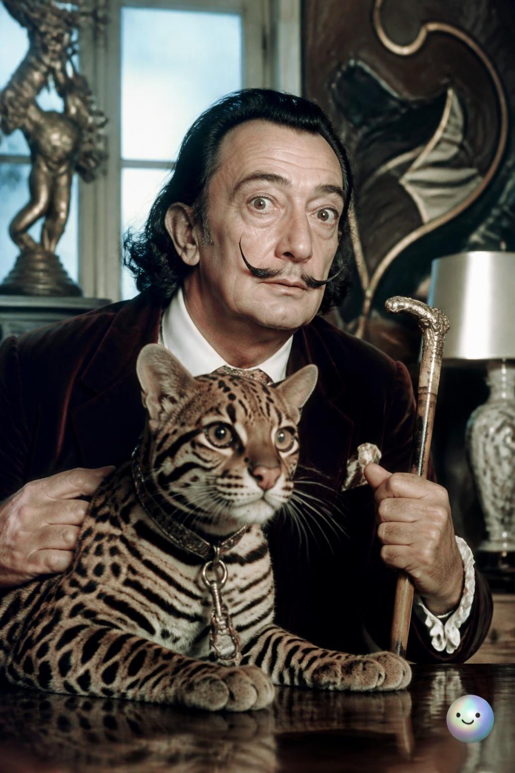 Salvador Dali and his high-society ocelot