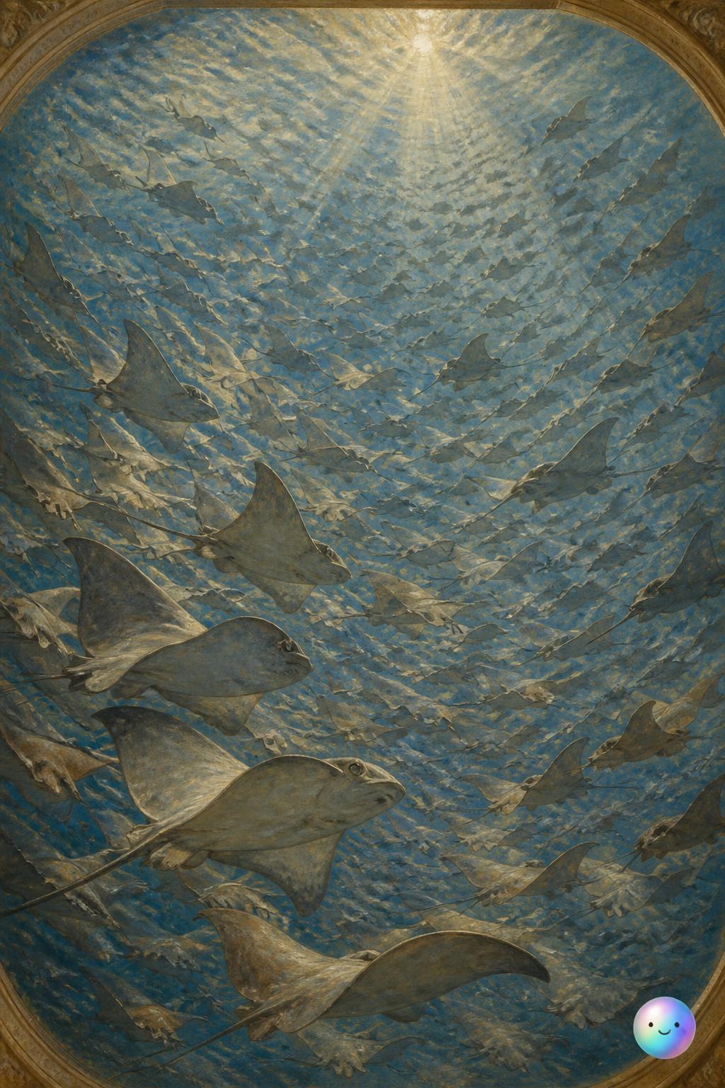 A fever of stingrays in motion