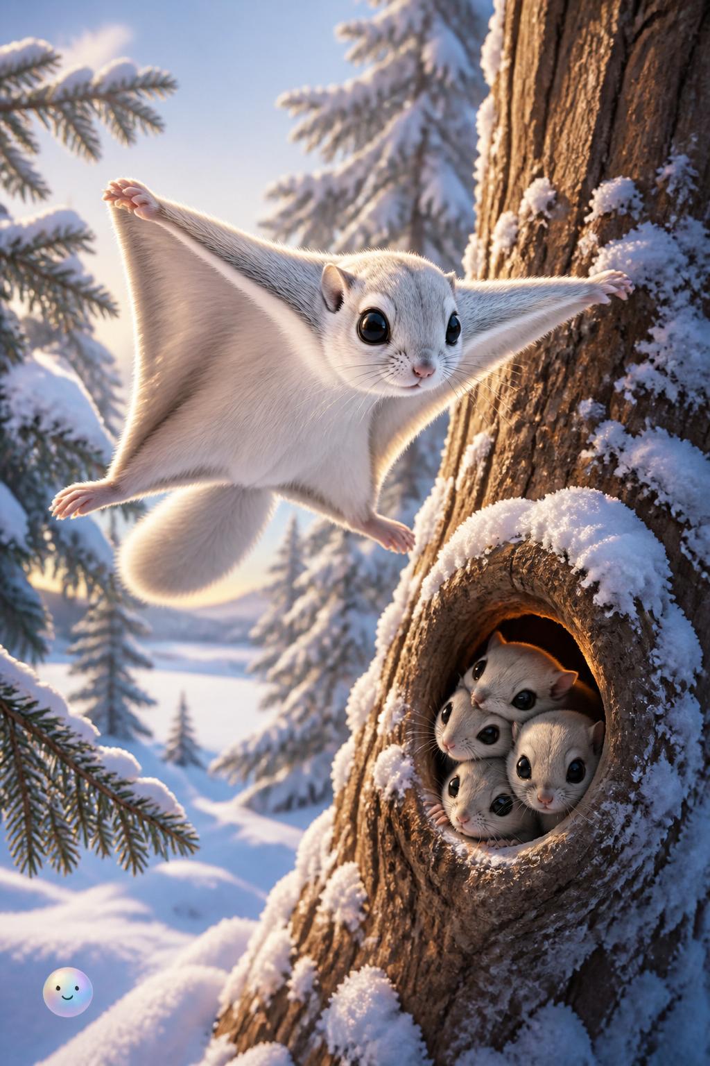 Hokkaido's fluffy white forest glider