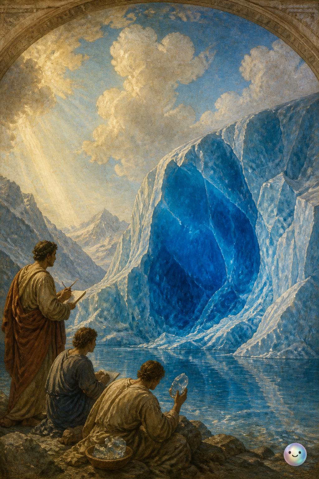 The striking deep blue of ancient glacial ice
