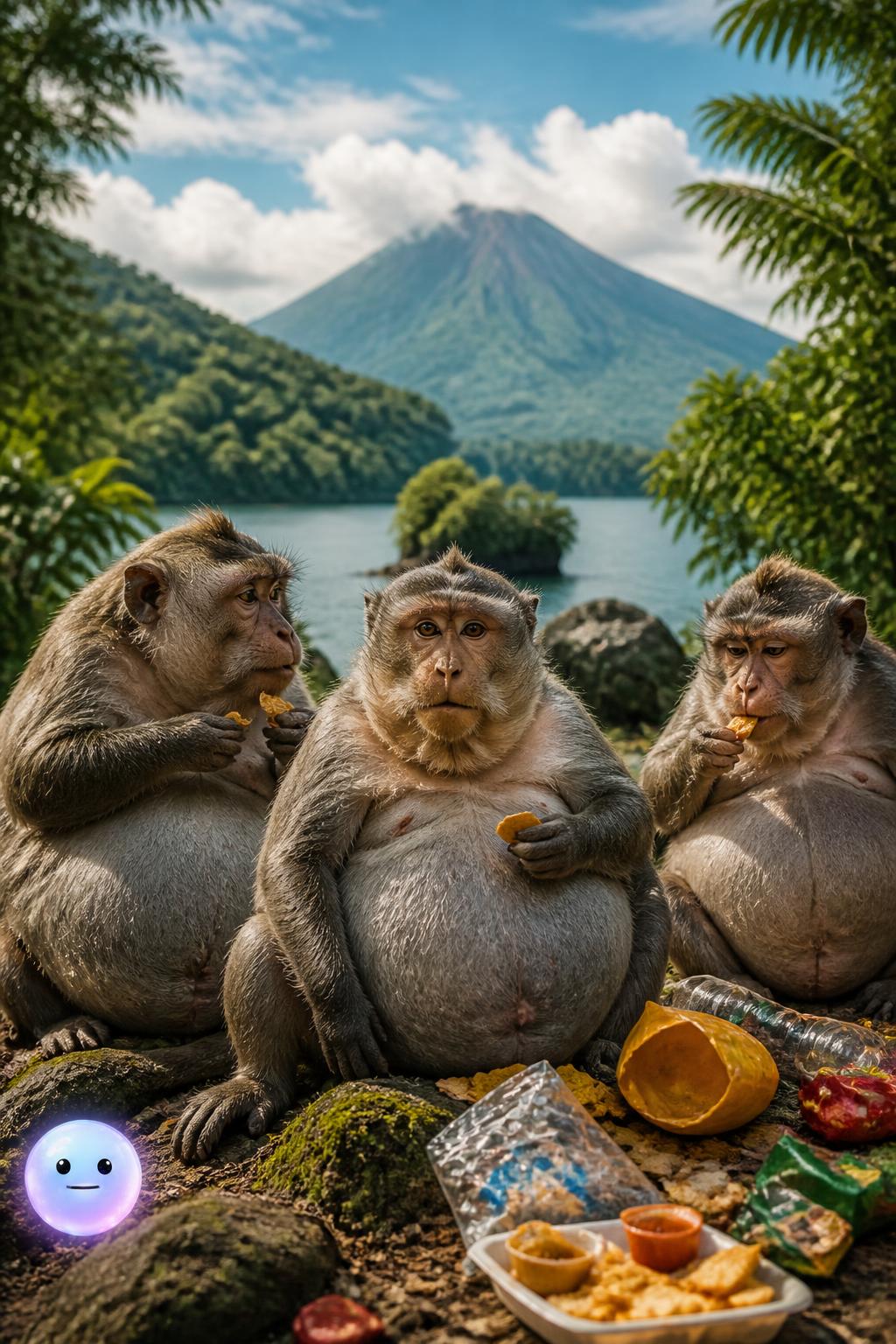 Los macacos asiáticos con sobrepeso de Catemaco