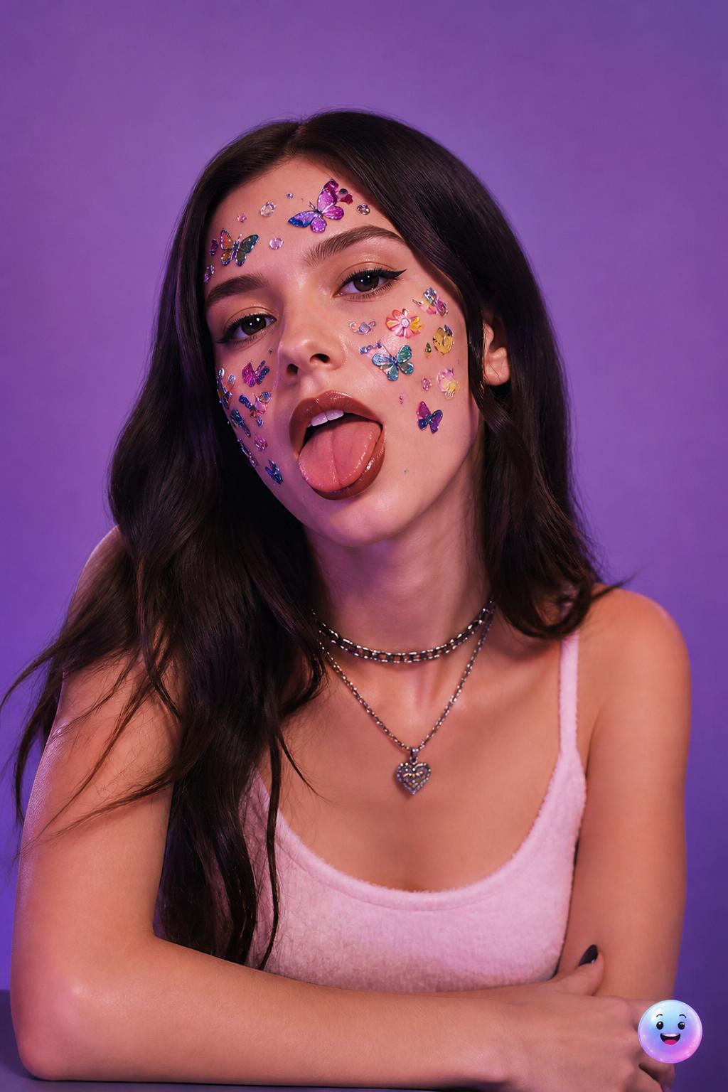 The iconic sticker-face visual aesthetic