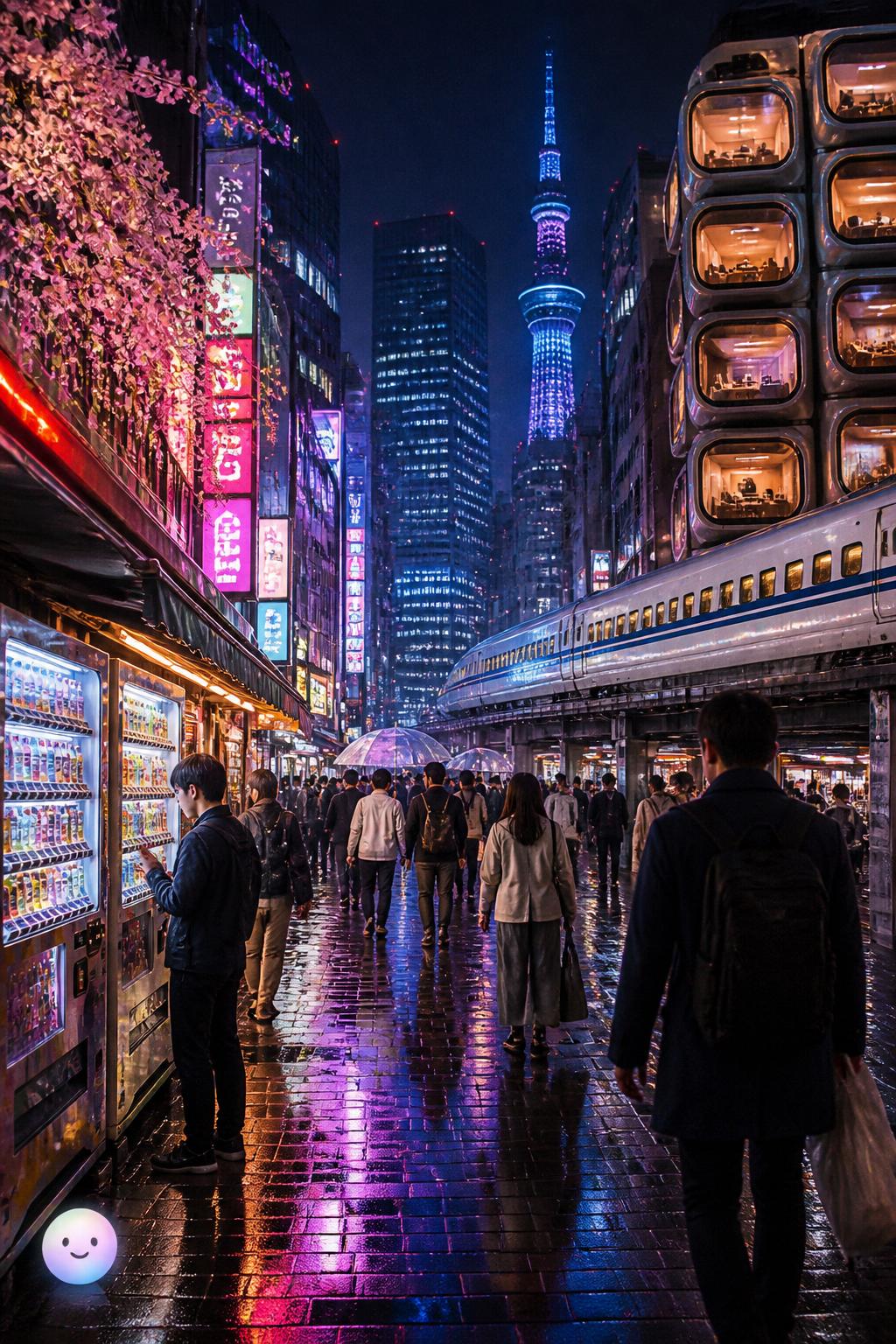 The neon-lit streets of Tokyo