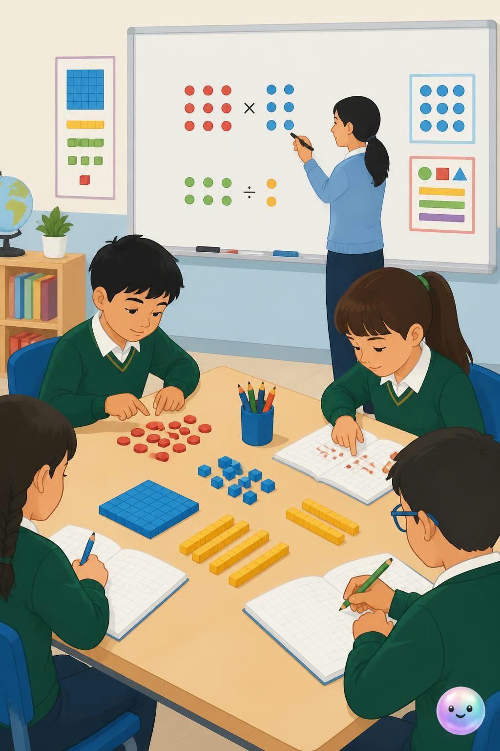 Los bloques multibase facilitan la comprensión de las operaciones matemáticas básicas en la escuela.