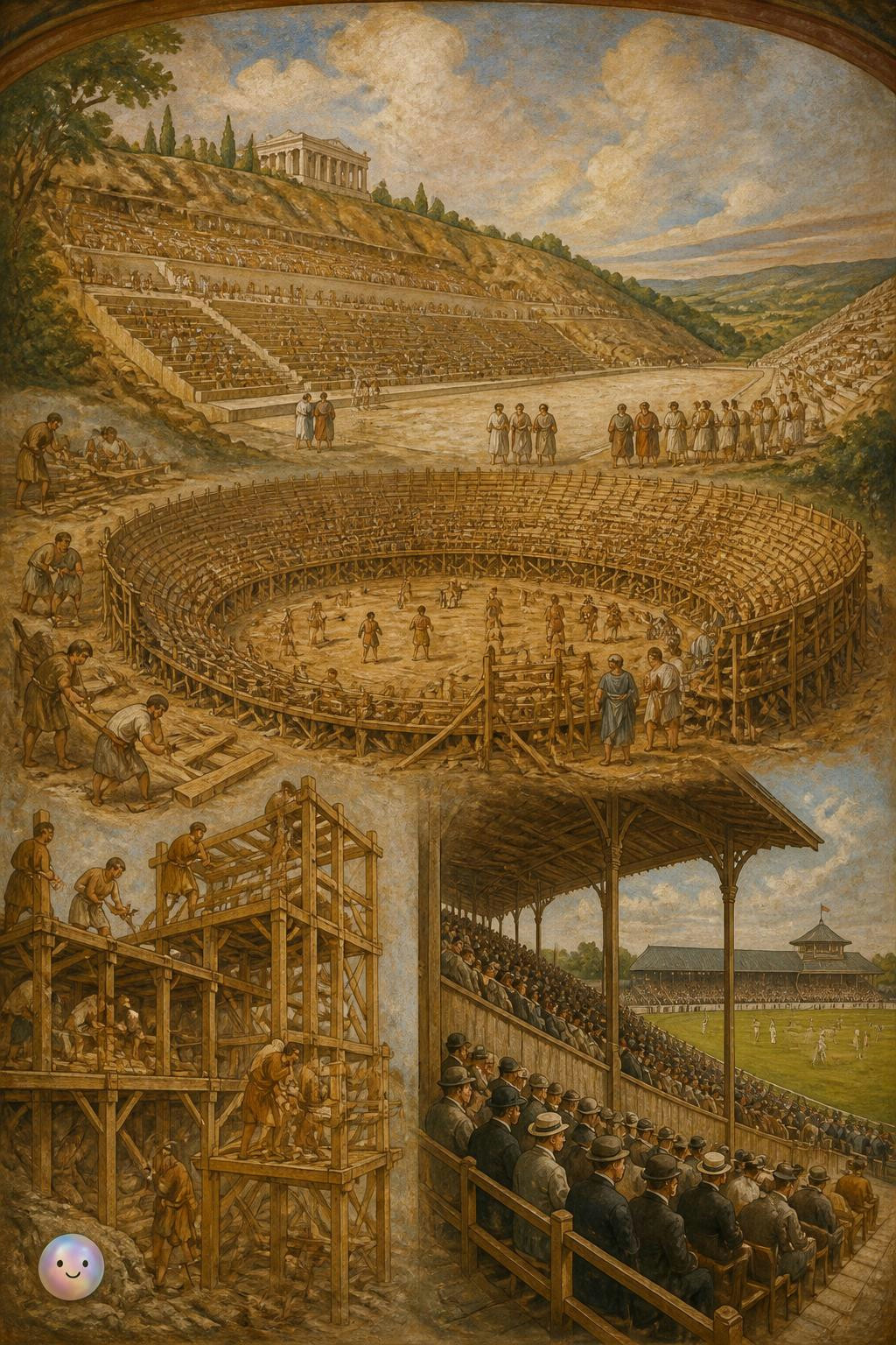 Antes de ser colosos de piedra, los estadios se sostenían solo con madera.