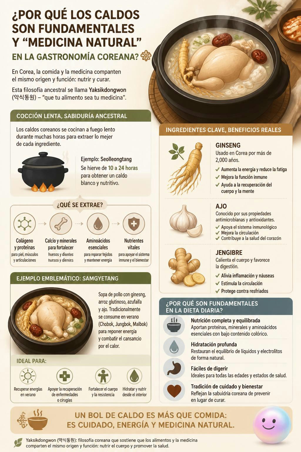 No sabía que en Corea los caldos se cocinan lento como medicina natural.