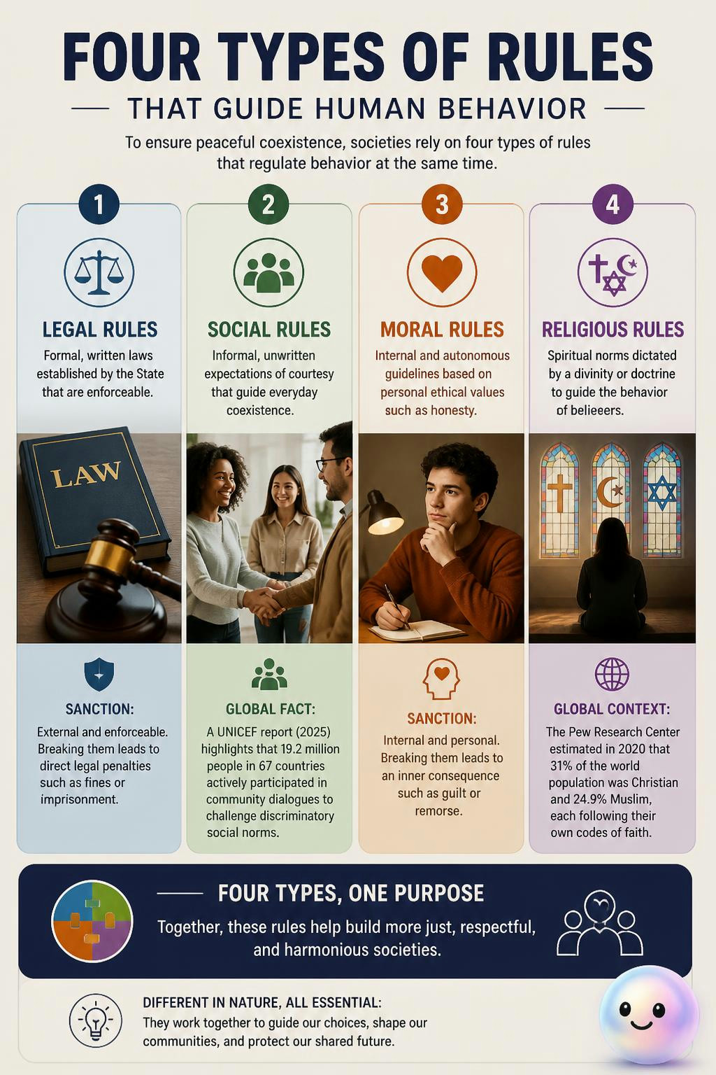 Four different types of rules constantly shape how humans behave every day