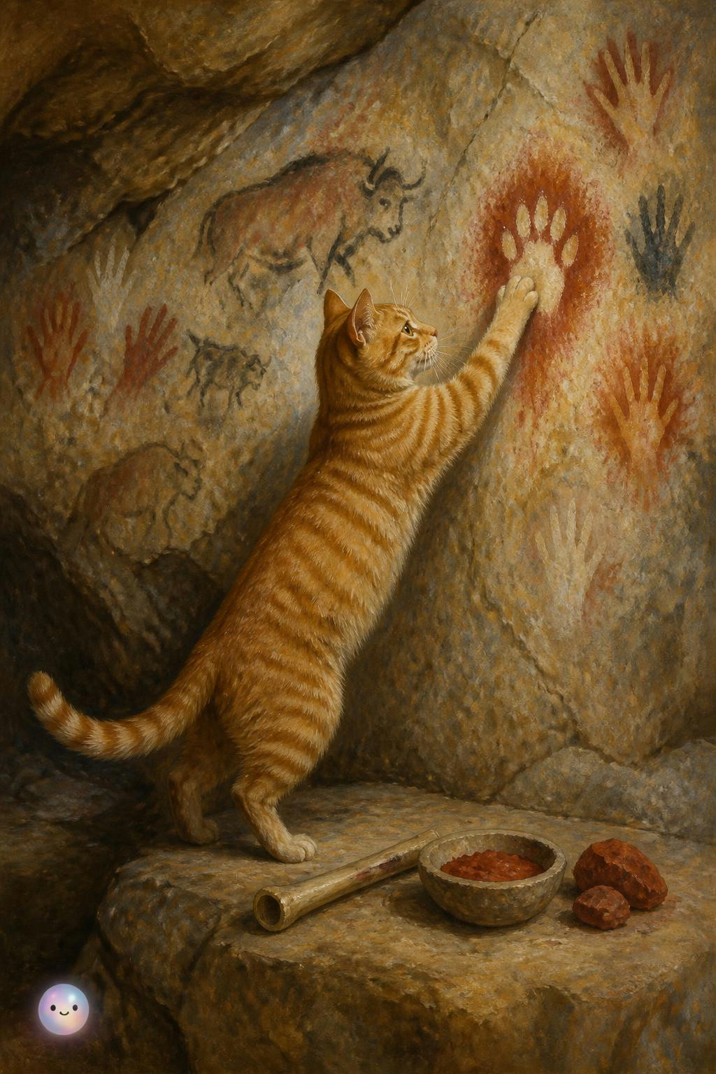 Los gatos expresan su instinto de caza a través de la pintura.