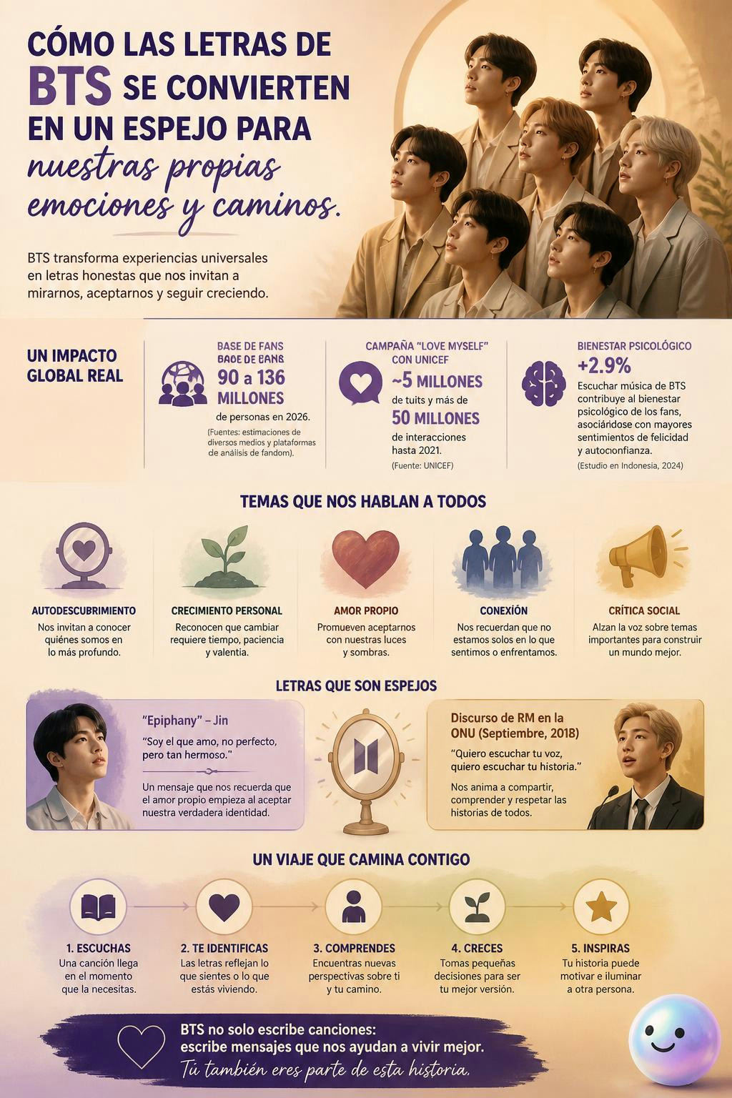 Cómo las letras de BTS se convierten en un espejo para nuestras propias emociones y caminos.