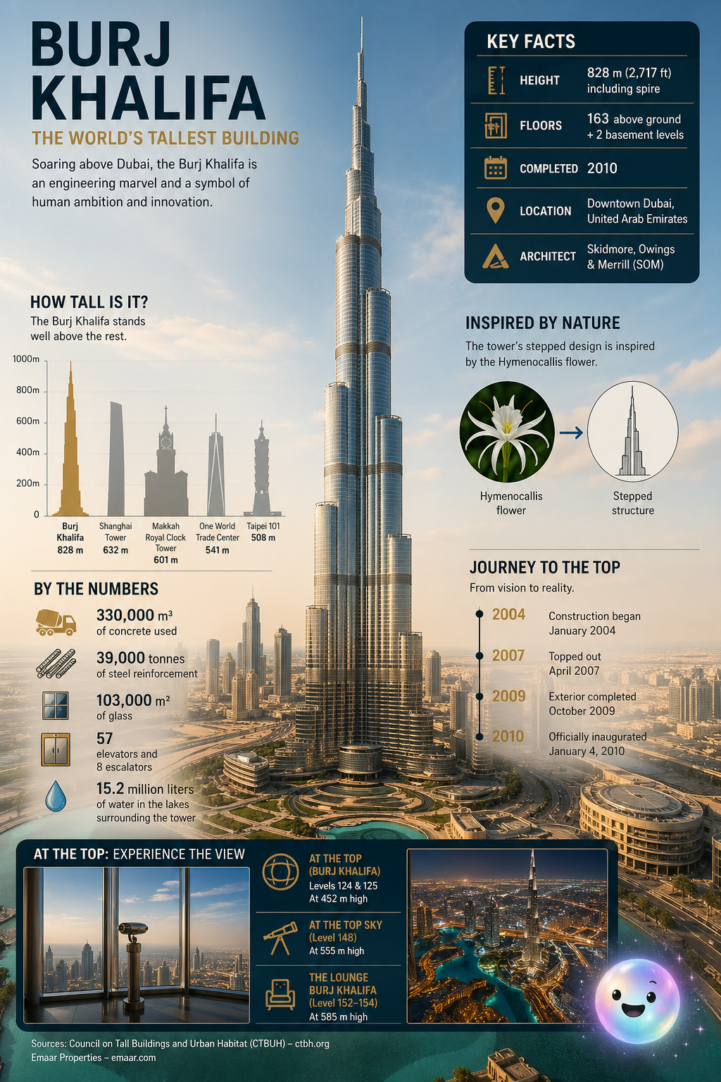 Le Burj Khalifa est si haut qu'on y voit deux couchers de soleil par jour.
