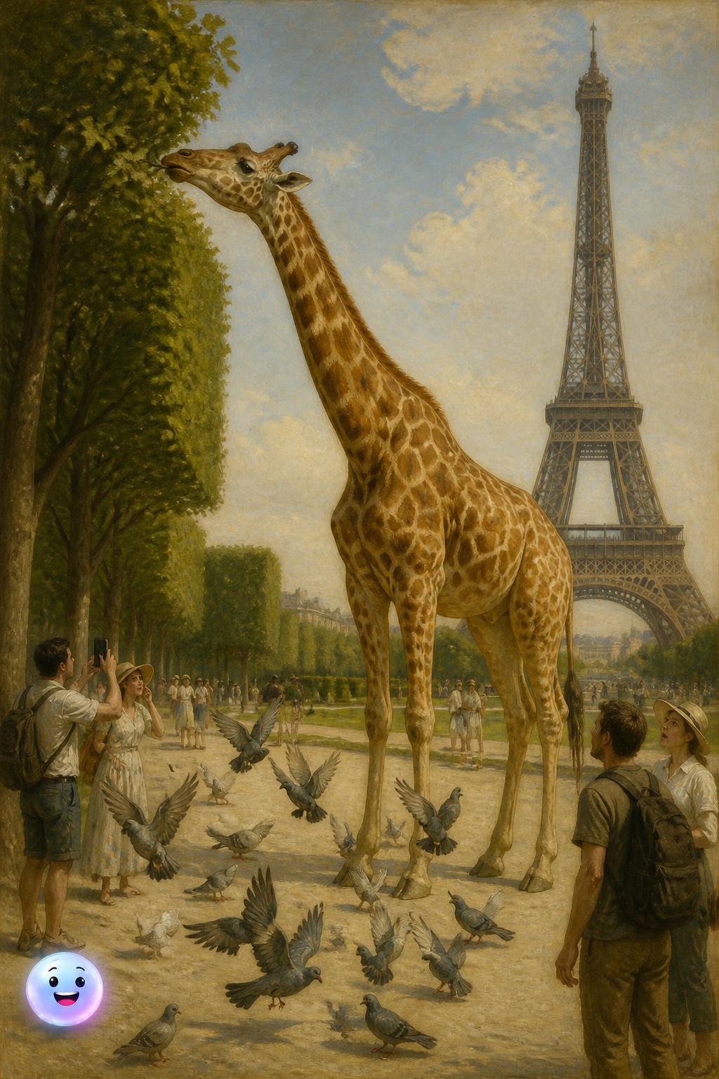 A giraffe wandering through Paris would completely disrupt the local pigeon hierarchy.
